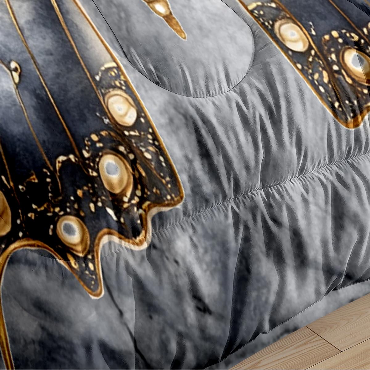 CCoutueChen Kids Butterfly Comforter Twin Size, Grey Marble Bedding Set, 2 Pcs Marble Texture Artistic Warm Microfiber Bed Set with 1 Pillowcase, 68"x86"