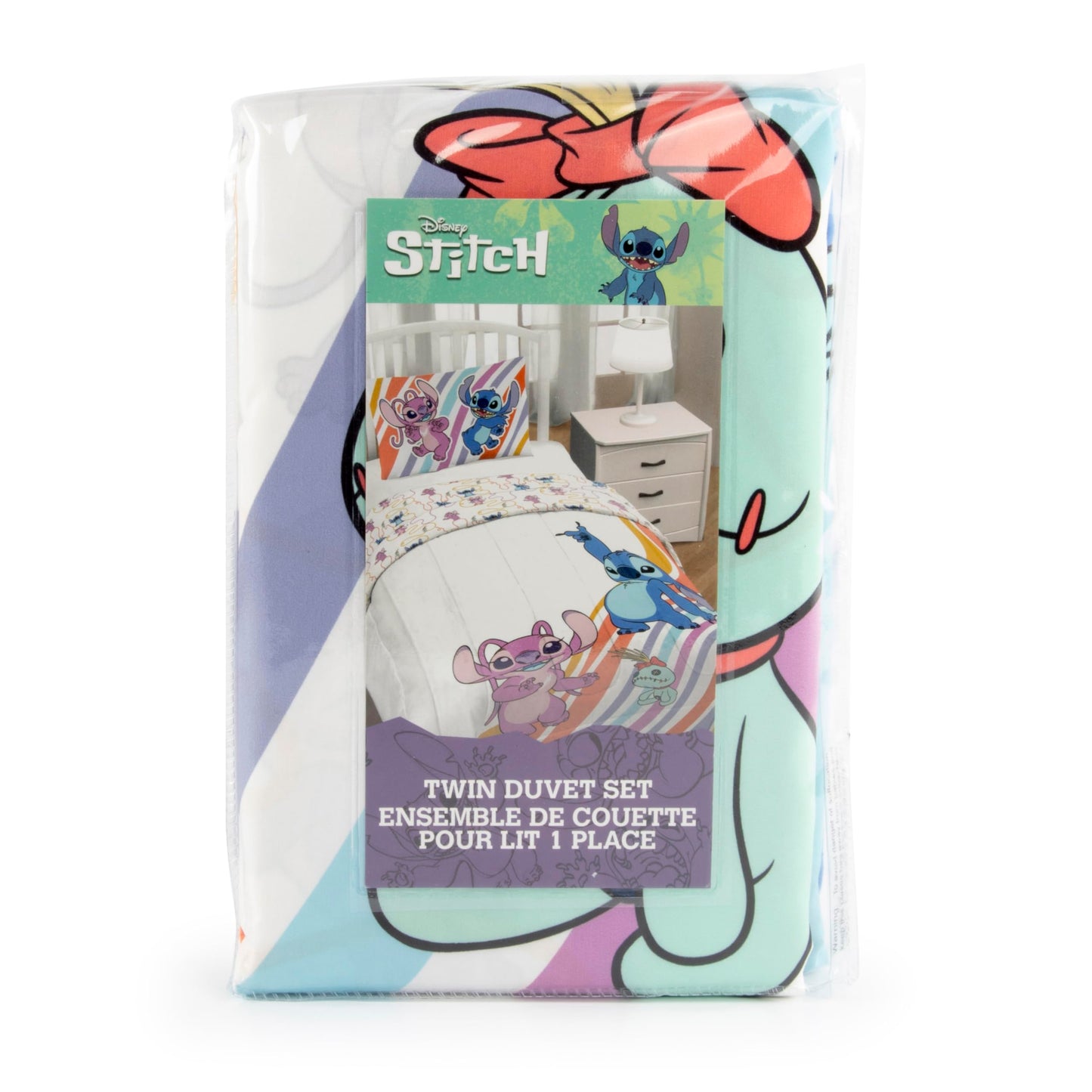 Jay Franco Duvet Cover Set – 2 Piece Comforter Cover and Sham Set, Super Soft Cozy Kids Bedding (Insert Not Included) White - Lilo and Stitch, Twin