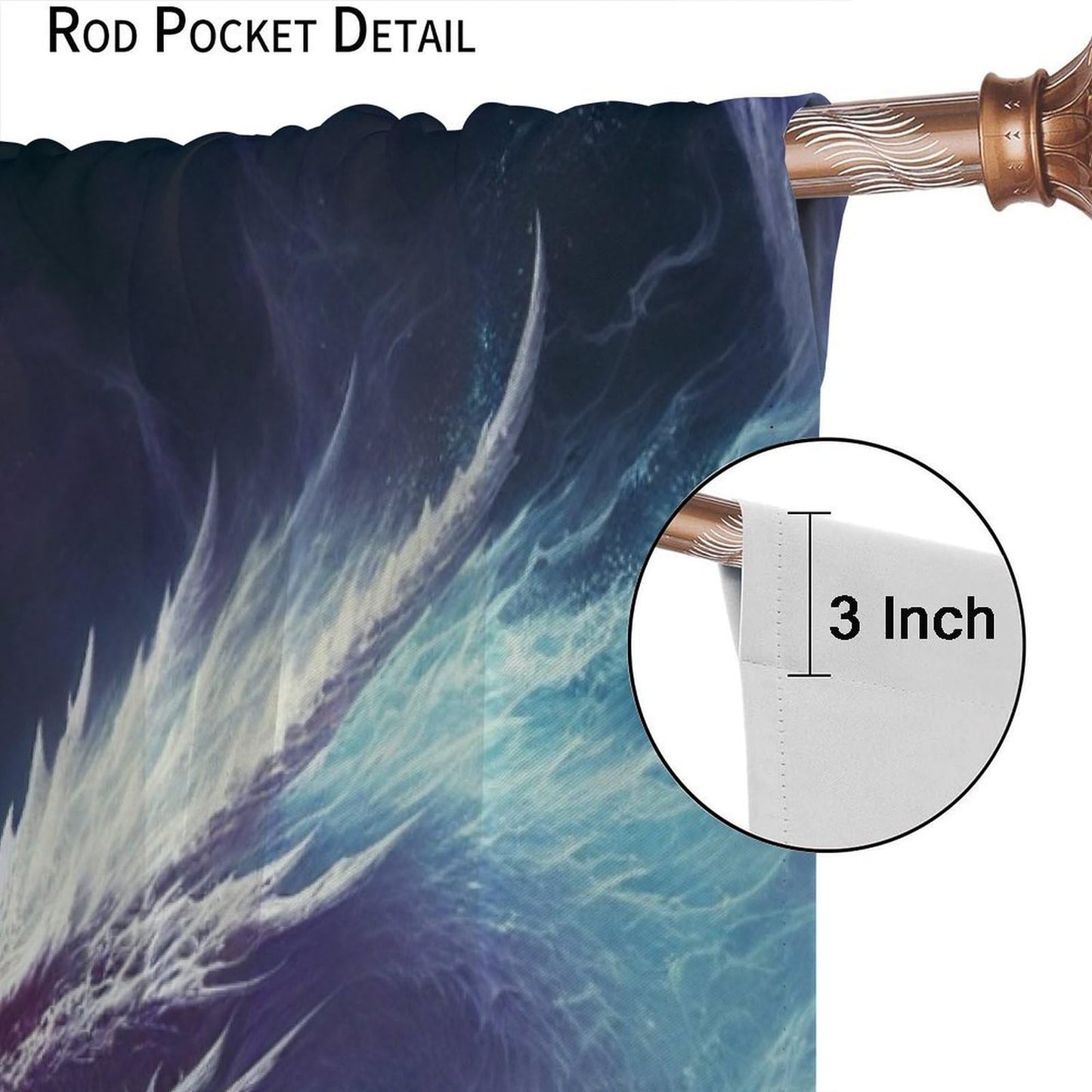 Dragon Blackout Curtains, Fire and Ice Fantasy Blue Red Dragon Home Decor for Boys Girls Teen Bedroom Living Room Kitchen Window Treatment 2 Panels Set Total Size 42" W X 63" L Inch