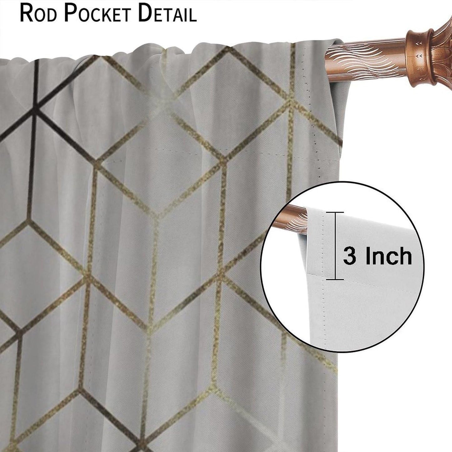 Yearn Jear Geometric Marble Curtains, Black Gold Abstract Geometry Pattern Texture Window Treatments for Bedroom Living Room, Black Luxury Marble Drape 2 Panel Sets,42x45 Inch Decor