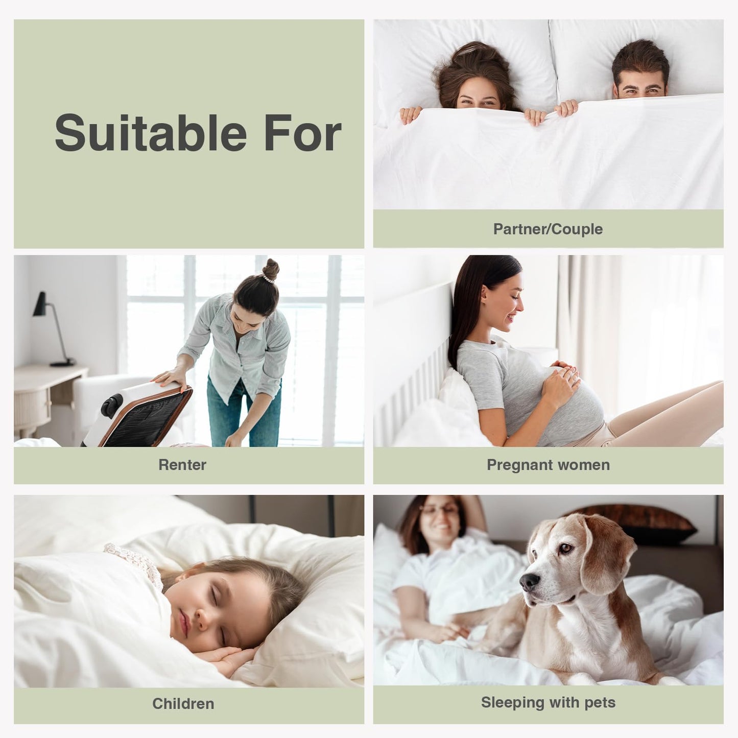 Novilla Queen Mattress Topper, Extra Thick Pillow Top - Overfilled Hotel Luxury Mattress Pad Cover for Back Pain Relief, Breathable Fluffy Down Alternative Fill, 8-21” Deep Pocket, Green-White