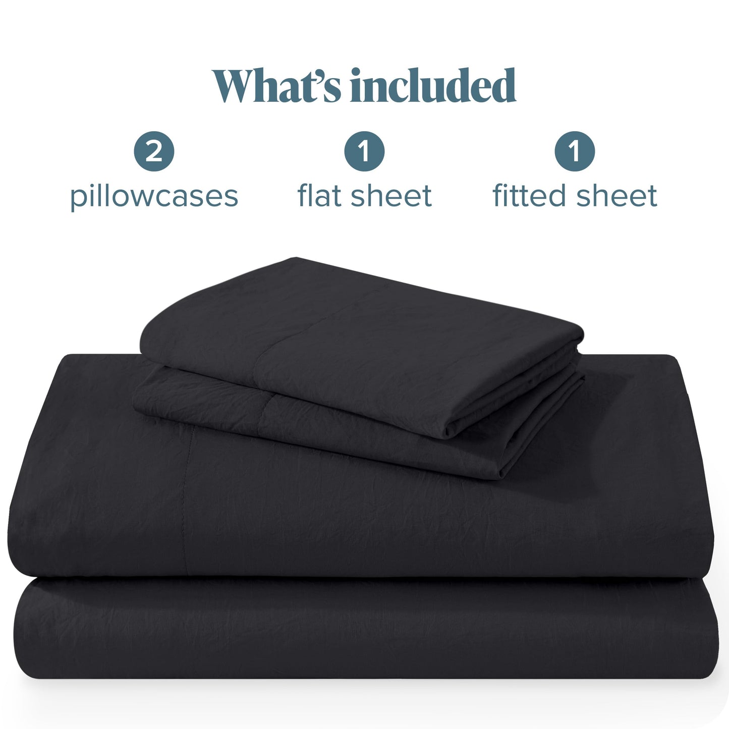 Bare Home Queen Sheet Set - Luxury 1800 Ultra-Soft Stonewashed Microfiber - Brushed - Deep Pockets - Easy Fit - Breathable Bedding - Sheet Sets & Pillowcases (Queen, Black)