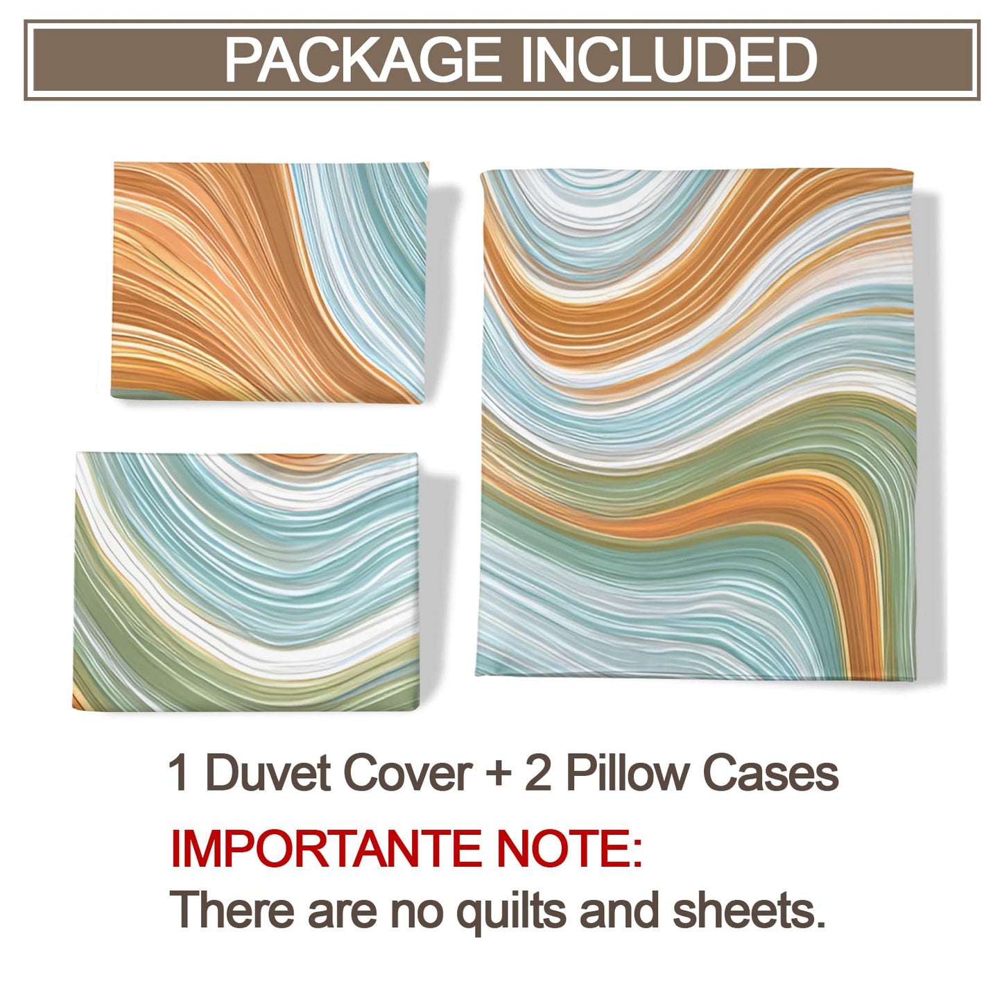 QINYUN Modern Abstract Duvet Cover California King, Flowing Lines Gradient Bedding Set 3 Piece Bedroom Decor Retro Marble Patterned Comforter Cover with Zipper Ties & 2 Pillowcases