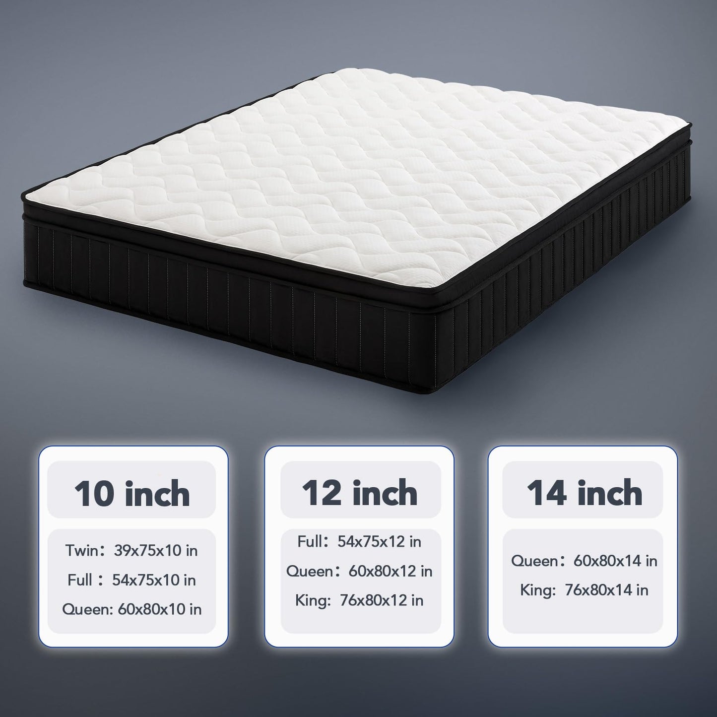 Moccona 12 Inch Full Size Mattresses, Memory Foam Hybrid Mattress in a Box with Independent Spring, Soft and Comfortable, Pressure Relief, CertiPUR-US Certified, Medium