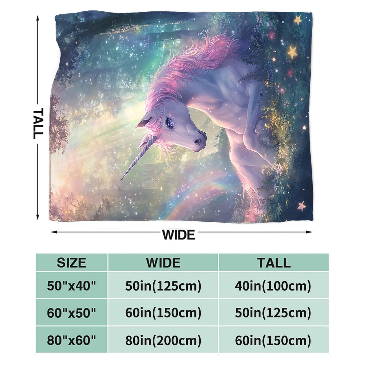 Baegopa Unicorn Blanket Gifts for Girls Women Unicorn Forest Throw Blankets Cozy Plush Fleece Flannel Fuzzy for Kids Bed Decor 50"X40"