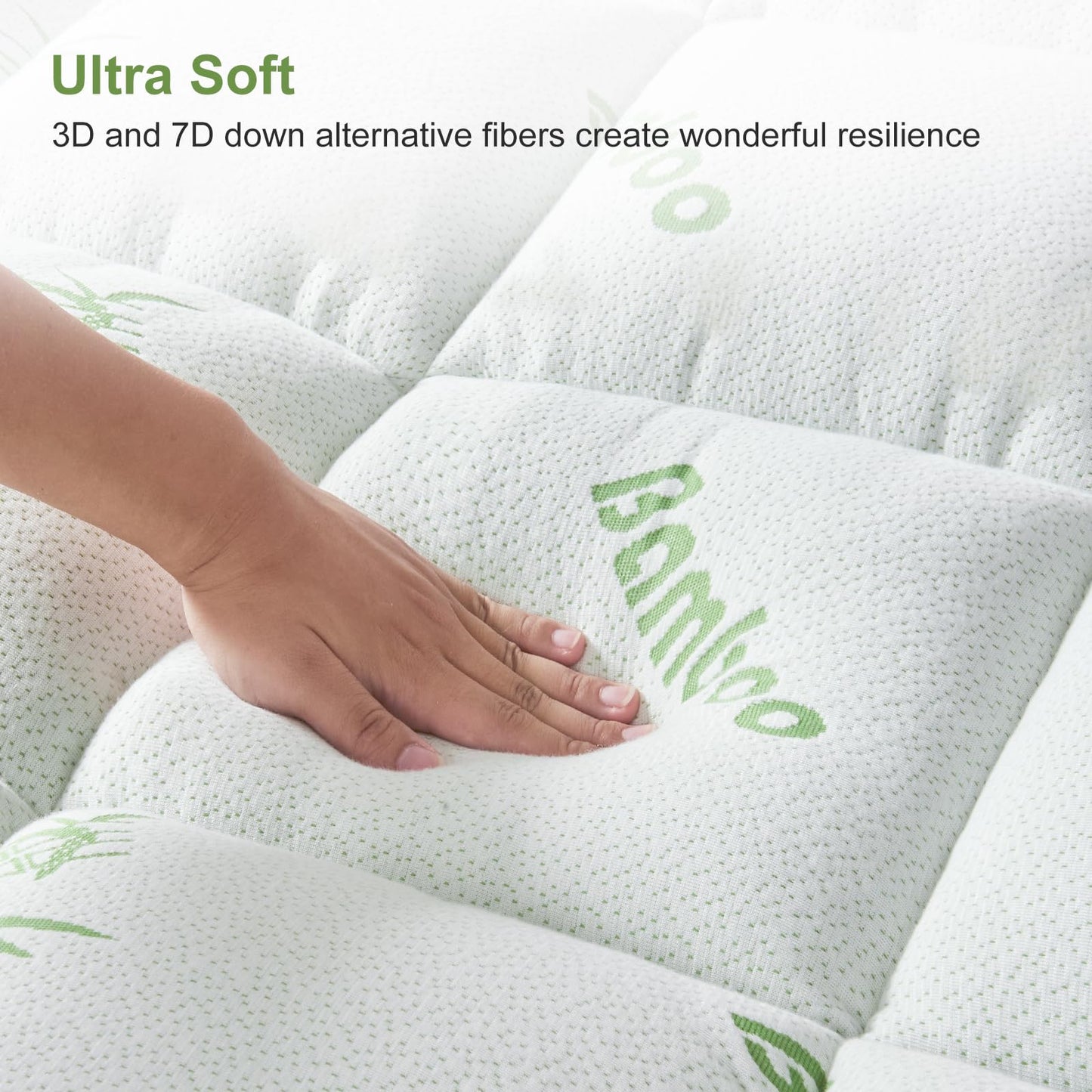 SurChic King Size Mattress Topper Viscose Derived from Bamboo, Soft Thick Pillow Top Mattress Pad Cover for Back Pain, Cooling Mattress Protector with 8-21 Inch Deep Pocket, White