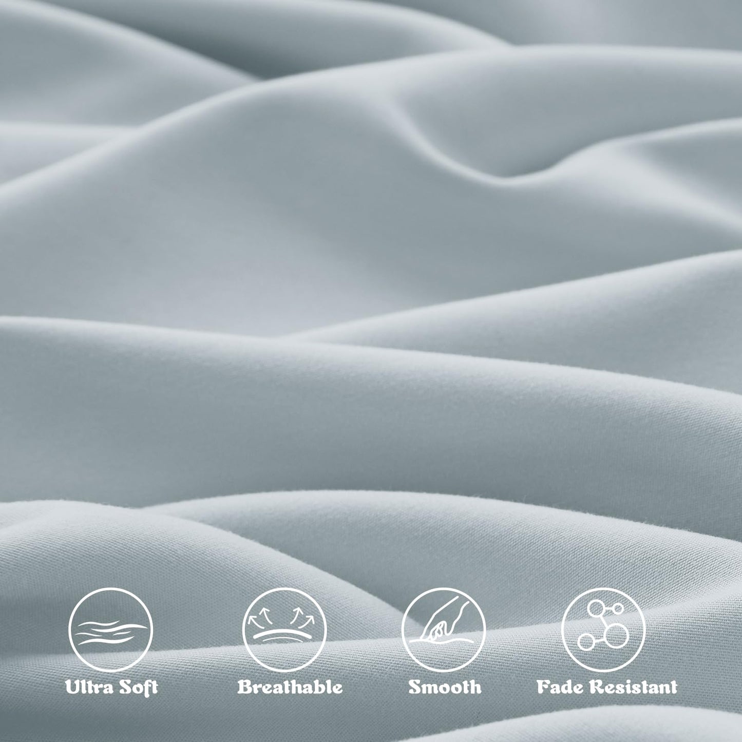 KKJIAF 3 Piece Toddler Sheet Set Microfiber, Includes a Flat Sheet, a Fitted Sheet and a Ruffle Pillowcase, Dusty Blue