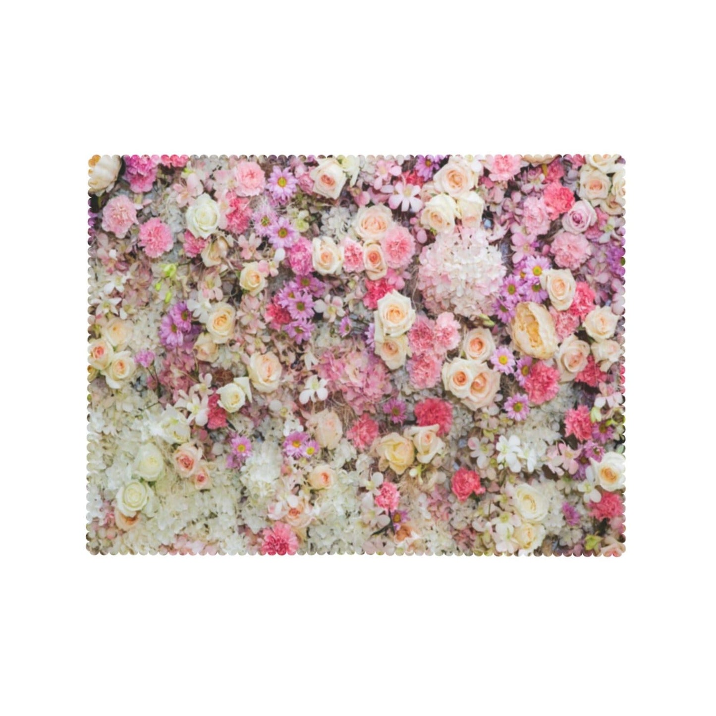 GOUROISE Blossom Beautiful Pink Flowers Rectangular Tablecloth, Rose 54x72 Inch Wavy Lace Border Polyester Table Cloth for Dining, Kitchen, Parties