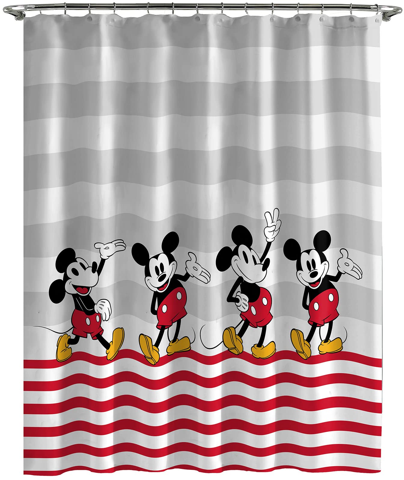 Jay Franco Shower Curtains Disney Mickey Mouse Hello There Easy Care Fabric Kids Bath Curtain (Official Disney Product)