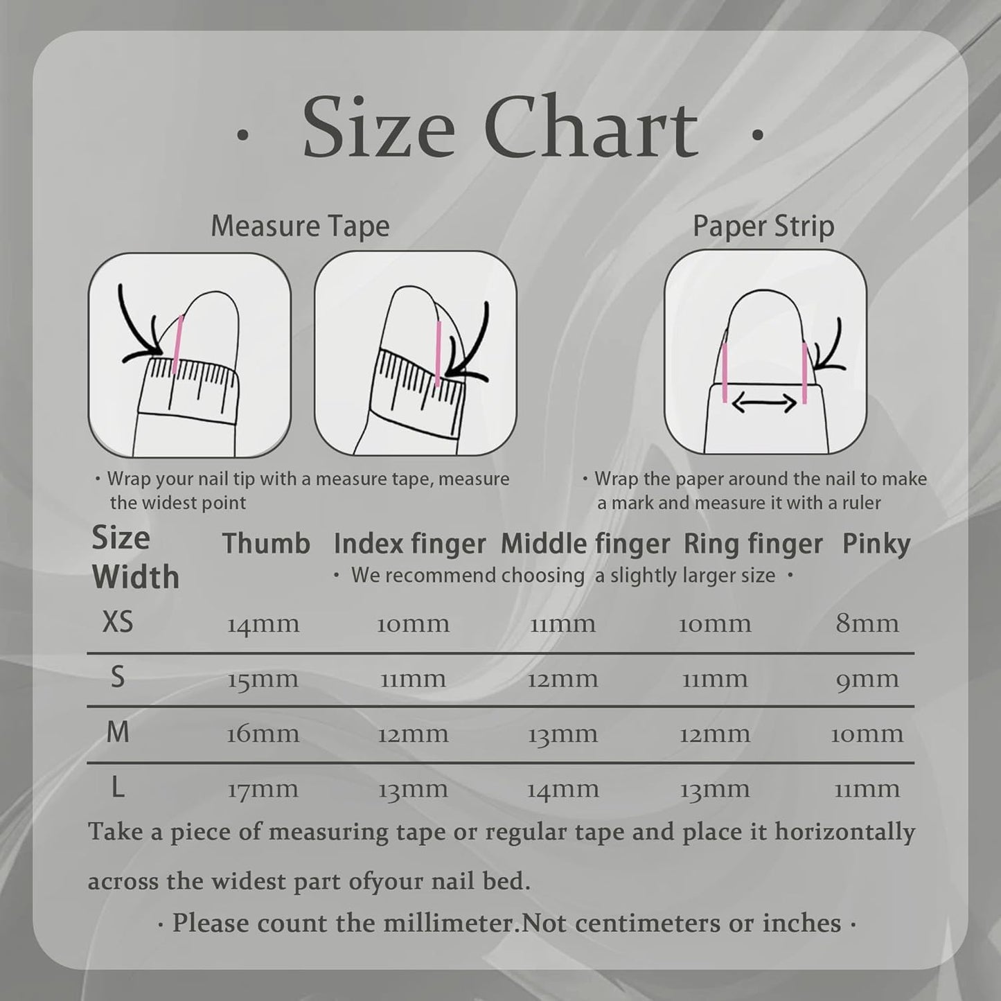 Yabonica 10Pcs Handmade Press On Nails (062P, S)