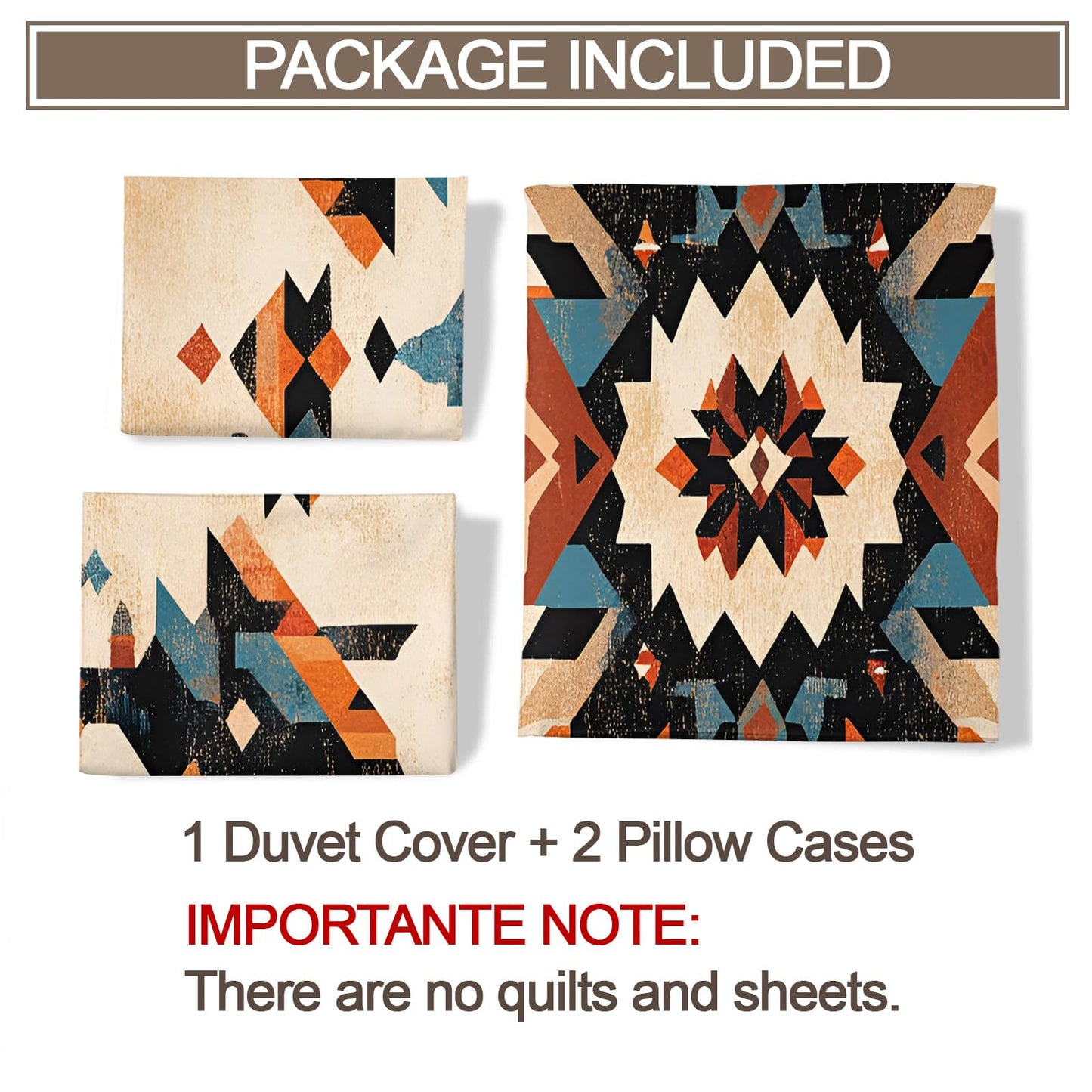 GKPLY Navajo Geometric Duvet Cover King, Tribal Aztec Bedding & Bedroom Decor, Southwestern Comforter, Zipper Closure, Rustic Ethnic Duvet Cover & 2 Pillowcases, Reversible Print