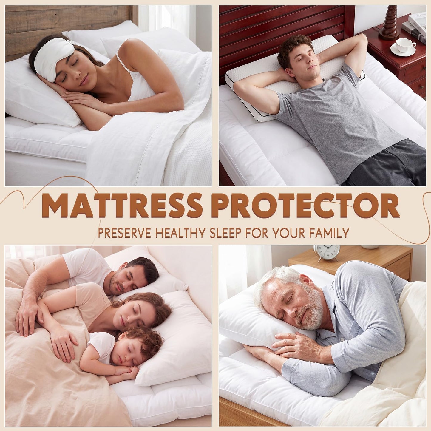 Xuhal Soft Twin XL Mattress Topper, Extra Thick Mattress Pad Cover with Straps, Breathable Pillow Top Protector College Dorm Size for Back Pain Relief(White)