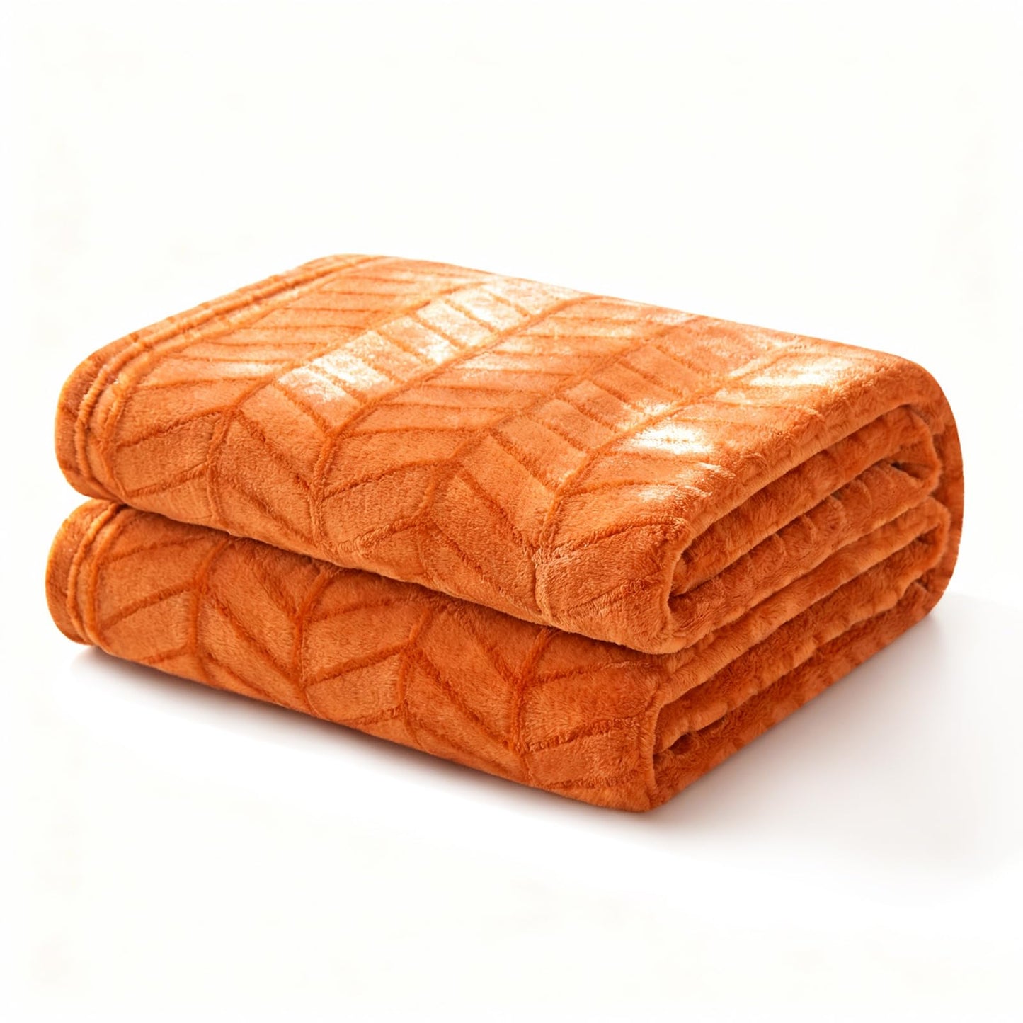 Excervent Soft Brushed Flannel Throw Blanket Burnt Orange Fleece Blankets Chevron Pattern for Sofa, Chair, Couch - Fluffy Warm Cozy Decorative Blanket (40x50 inches) for Kids