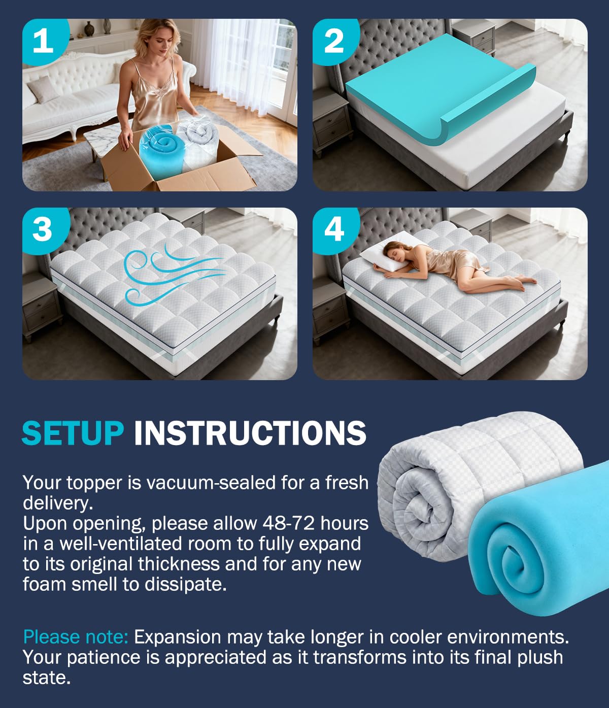 Panyu Dual Layer 4 Inch Memory Foam Mattress Topper Twin XL, 2" Cooling Gel Memory Foam & 2" Pillow Top College Dorm Room Mattress Pad Cover for Back Pain Relief, CertiPUR-US Certified, White