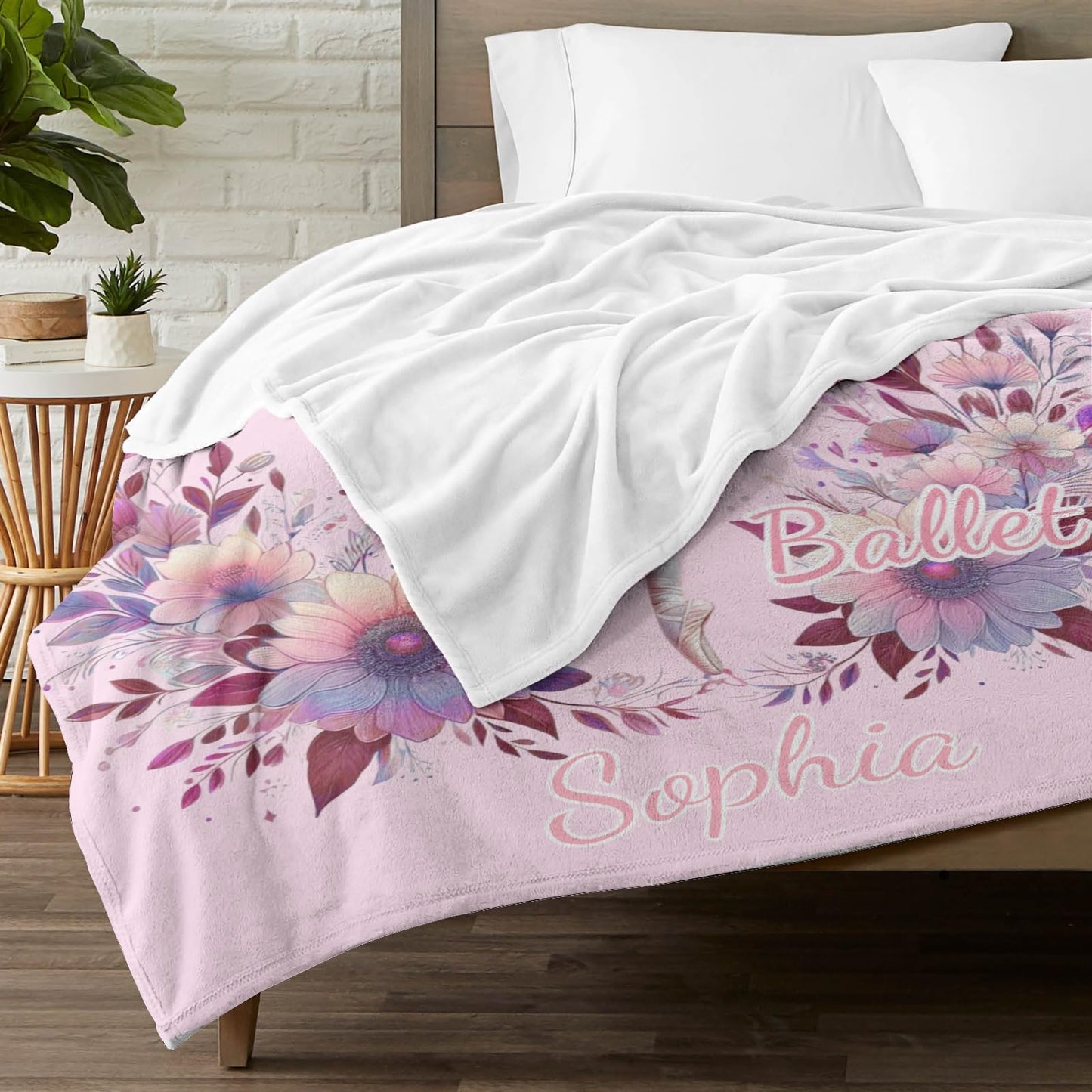 Xaviynch Ballet Blankets for Girls, Custom Blanket with Names - Personalized Anniversary Wedding Valentine's Day Gift Blankets for Sofa Bed Office All Season