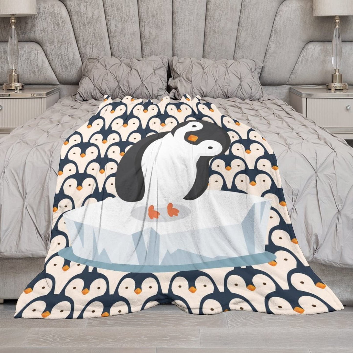 Penguin Blanket Gifts - 60"x80" Cute Throw Blanket for Adults, Kids - White Soft Plush Blankets for Bed, Couch & Living Room