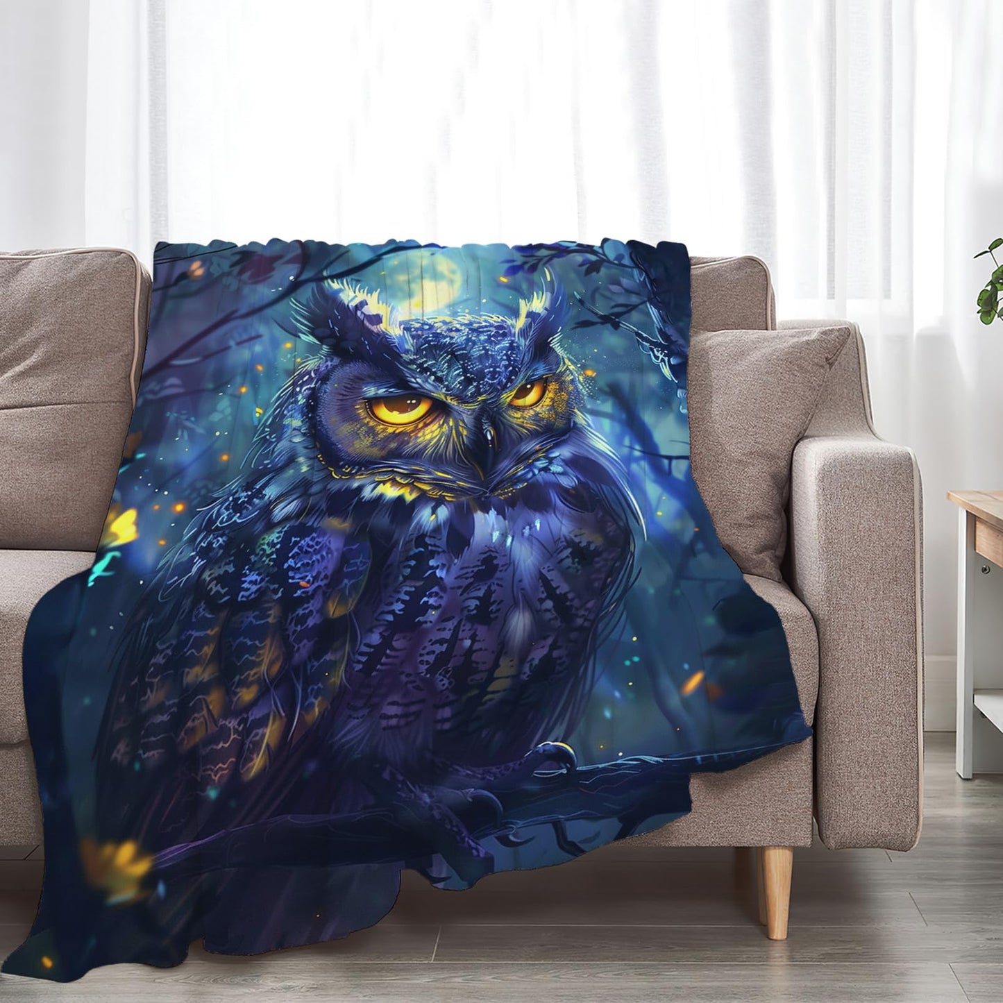 Tijuboni Owl Throw Blanket Owl Gifts for Girls Boys Women Men Kids Adults Soft Flannel Fleece Blanket for Couch Sofa Bed Home Decor 40"x50"