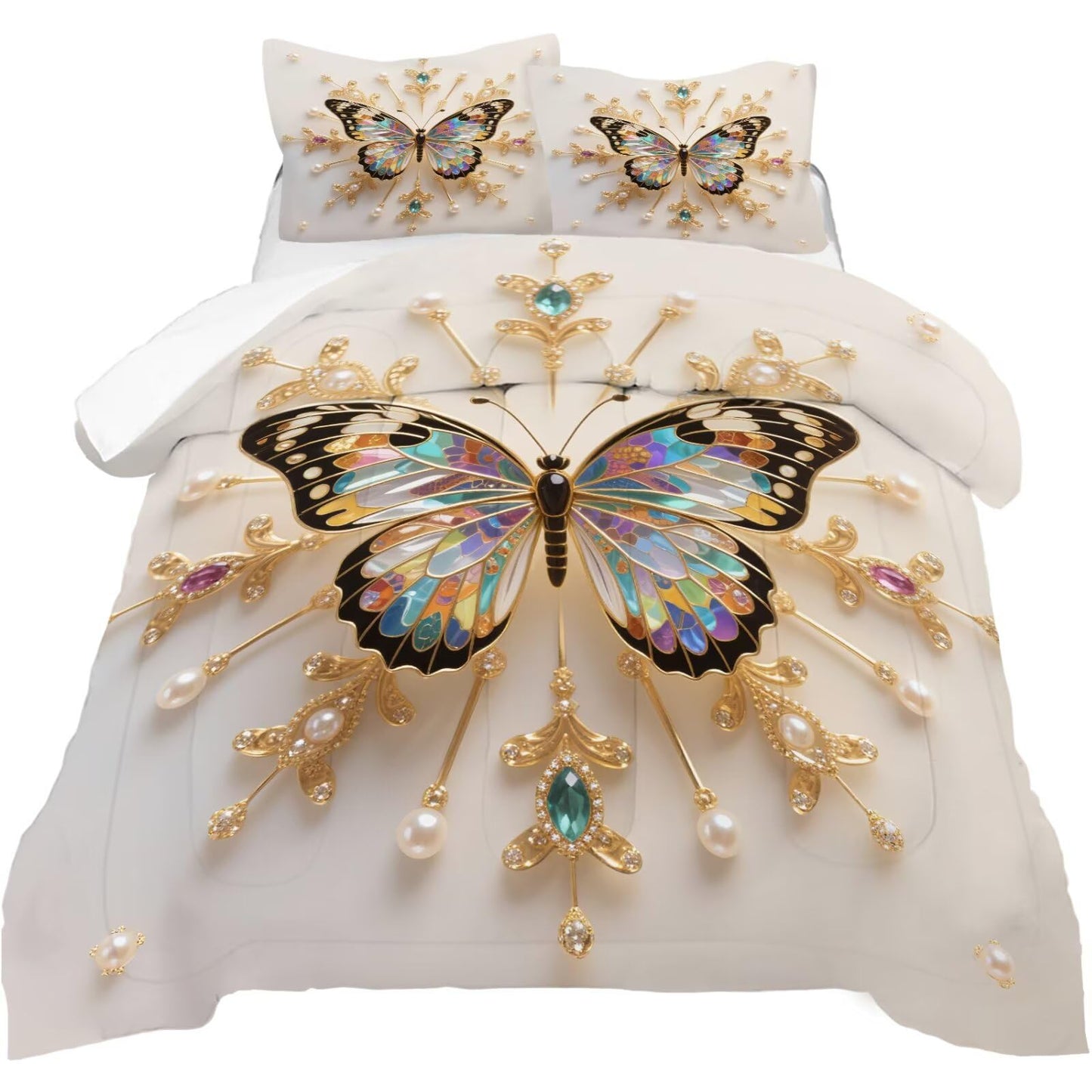 DJNEAR Black and Gold Butterfly Comforter Set Twin Size Animal Bedding Sets for Girls Kids Teen Women Bedroom Cute Diamond Butterflies Quilt Room Decor 1 Comforter 1 Pillowcase