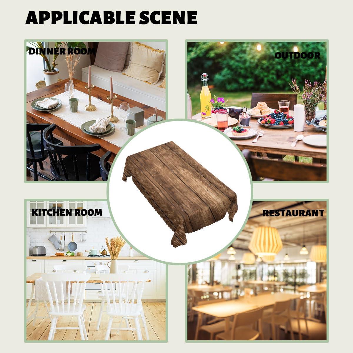 XYJFZL Brown Wood Grain Decorative Rectangle Tablecloth Rustic Western Wood Planks Rectangle Tablecloth Picnic Table Cover BBQ Table Cloths Polyester for Kitchen Coffee 52 x 70 Inch 4-6 Seats