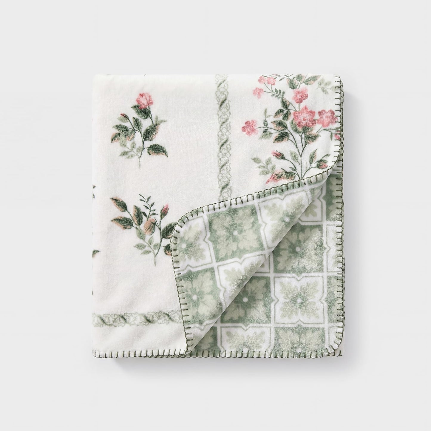 Floral Reversible Throw Blanket, Coco Flannel Bed Blankets for Women Gifts