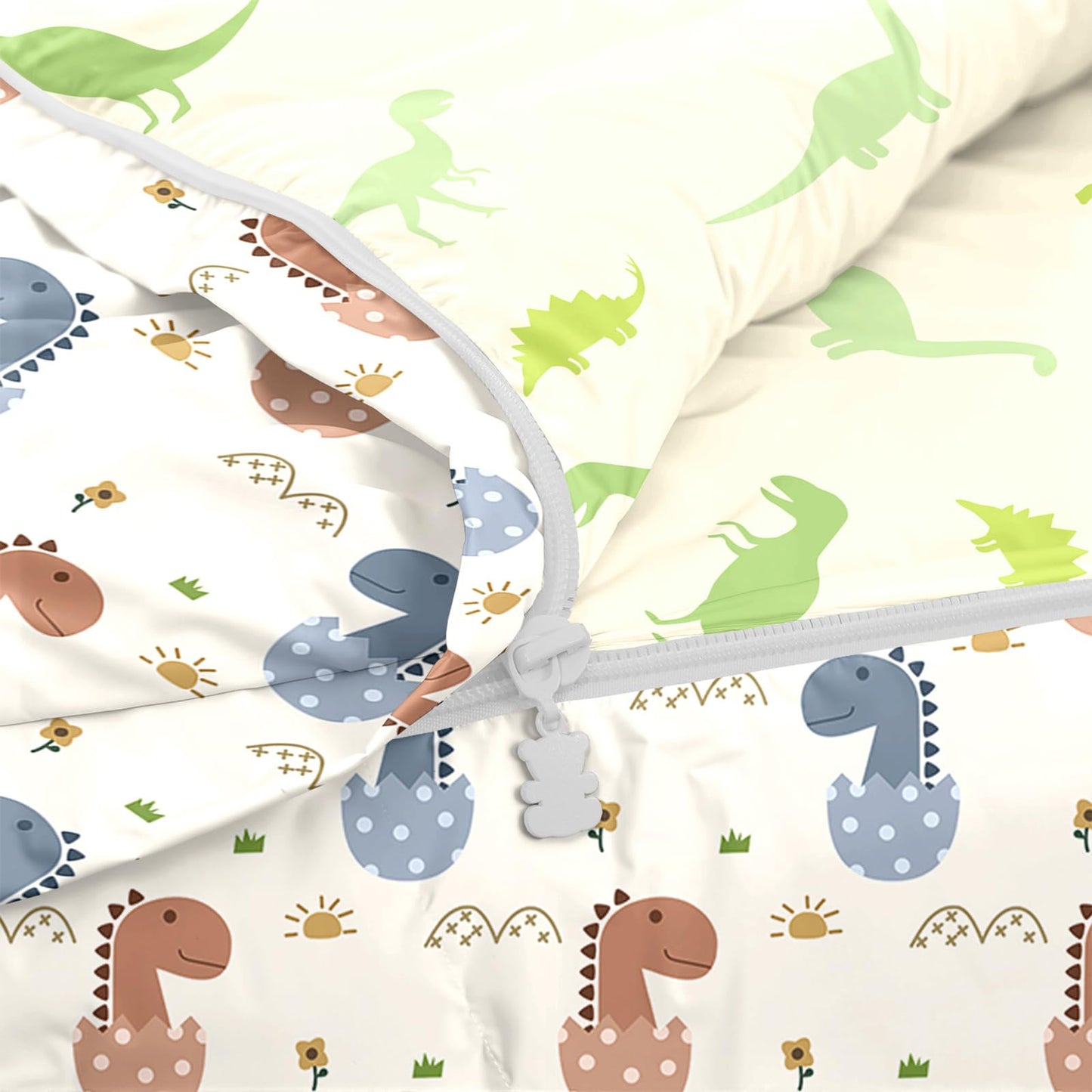 Yadangxiawa Kids Comforter Set,Zipper Bedding Twin for Boys,Dinosaur Printed Comforter Set with Cartoon Dinosaurs Fitted Sheets and Pillowcases for All Season(Dinosaur-B)