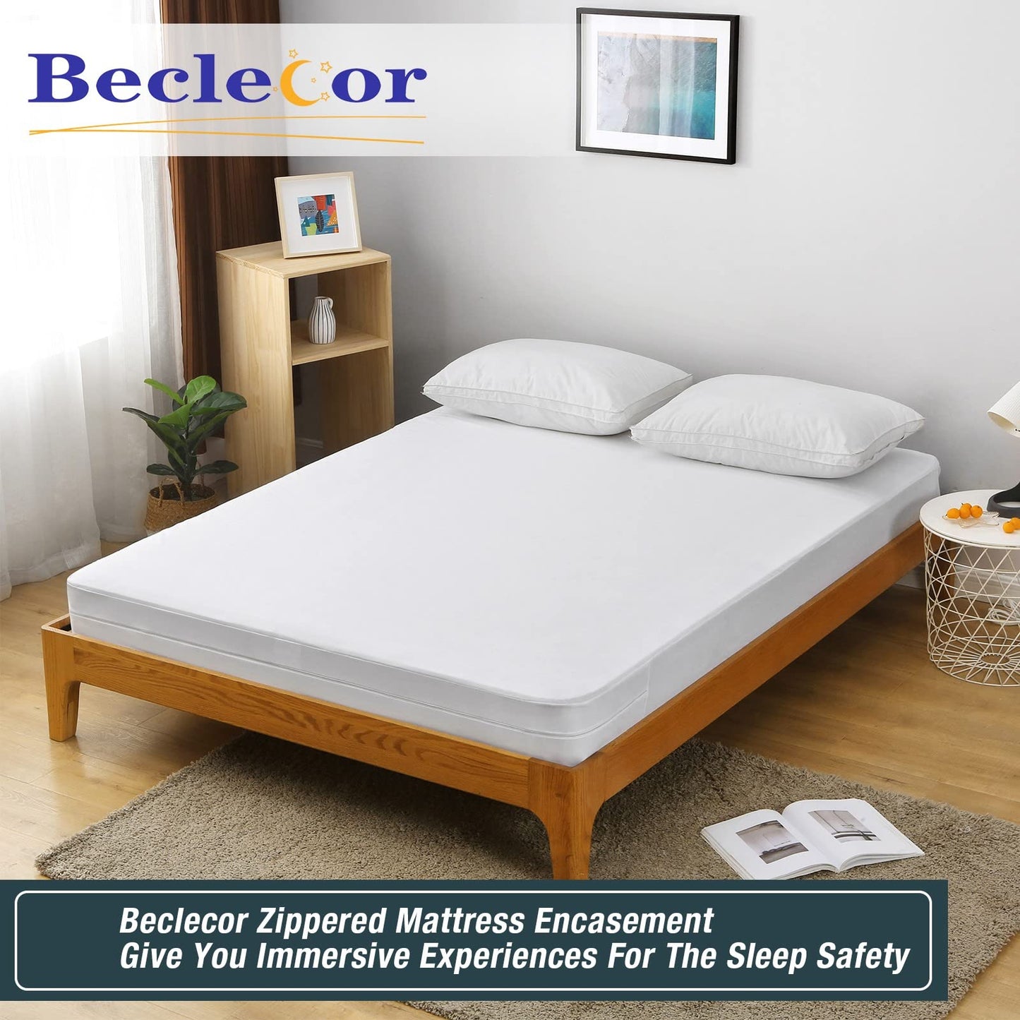 Zippered Mattress Protector Waterproof Queen,Mattress Cover Encasement,13" inch Depth,for Toddlers Pets Potty Training Bedridden Nursing Home Hotel White