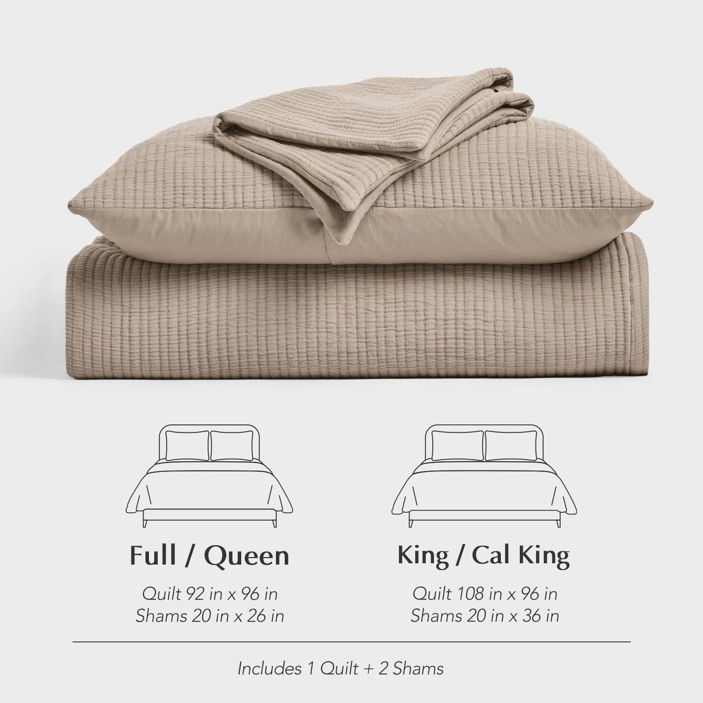EVERGRACEHOME Cotton Gauze King Bedspread, Ultra Soft Prewashed Pick Stitch Matelassé Coverlet, Lightweight Textured Oversized King Quilt Bedding Set for All Season, with 2 Shams, Khaki Tan