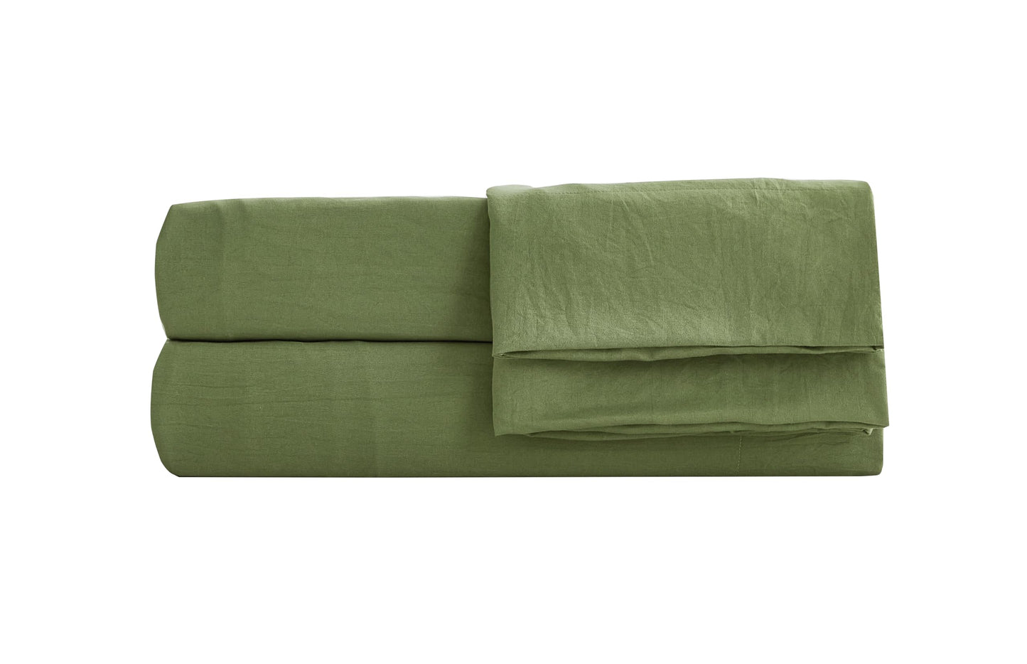 Chezmoi Collection Stone Washed Full Size Sheet Set - 4-Piece Extra Soft Breathable Wrinkle & Fade Resistant 14-Inches Deep Pocket Sheets & Pillowcases Set - Full, Olive Green