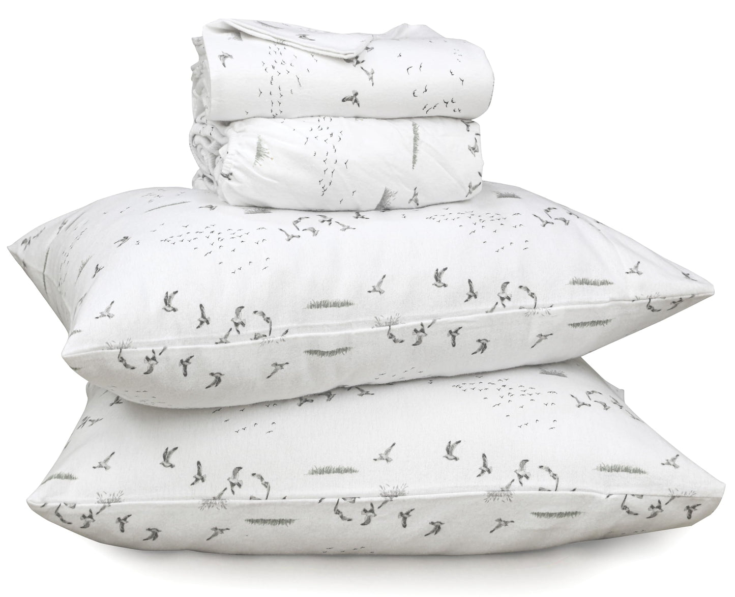 RUVANTI Flannel Sheets Queen Size - 100% Cotton Double Brushed Bed Sheets, Deep Pockets 16 Inches Queen Sheet Set, All Seasons Breathable & Extra Soft - Warm & Cozy, 4 Piece, Sky Ballet