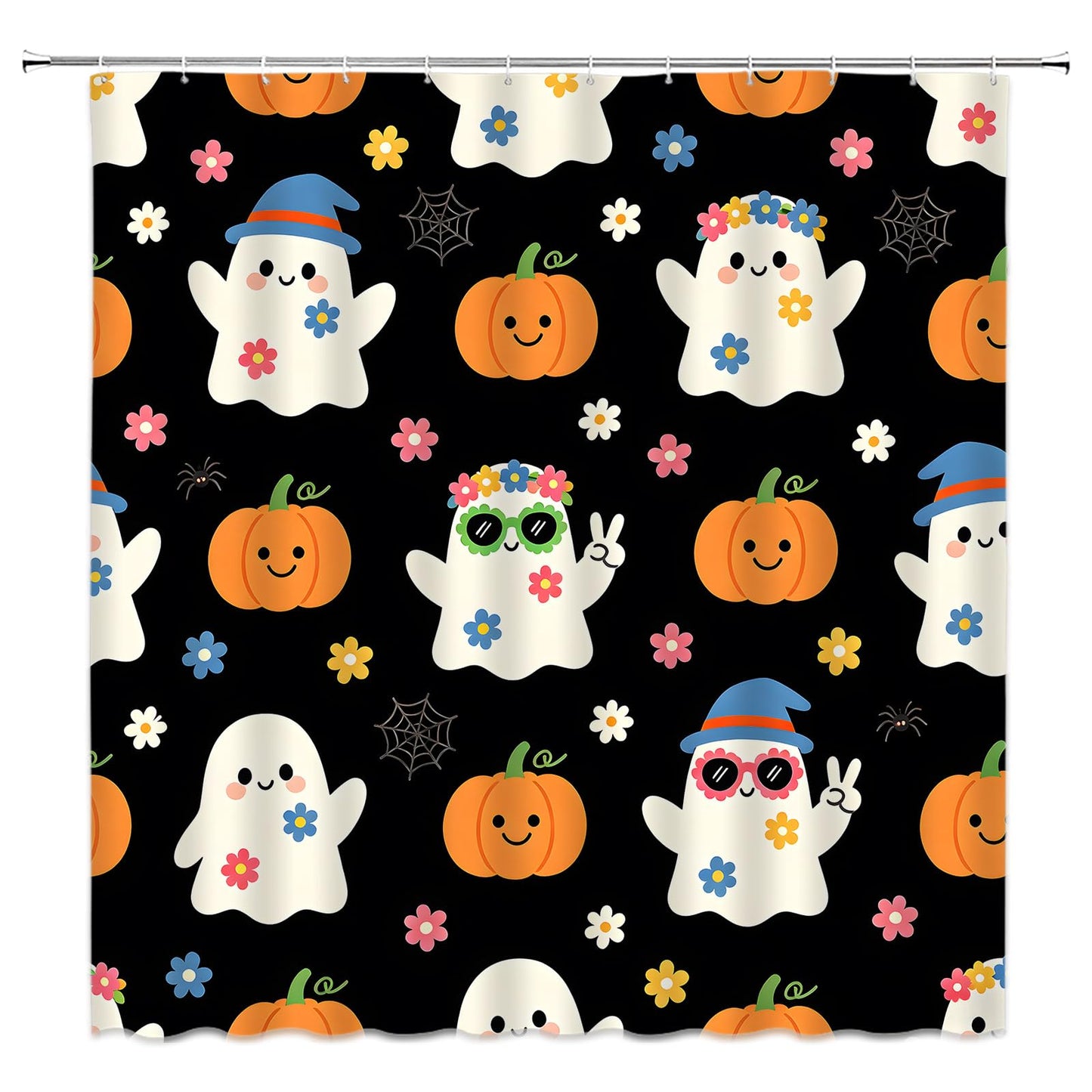 UEAUUN Halloween Ghost Shower Curtain, 72''Wx72''L