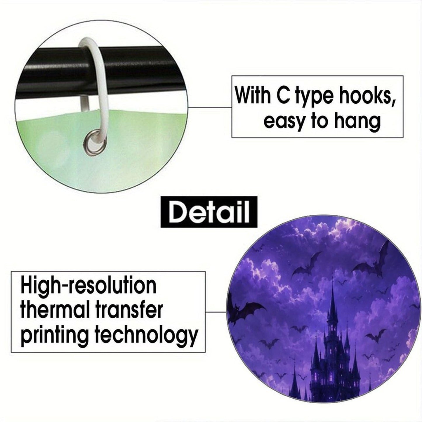 bladesgsd Moonlit Night Mystical Gothic Shower Curtain with 12 Hooks 36x72Inch, Polyester Bathroom Curtain, Privacy Shower Curtain for Bathtub, Shower Stall, Apartment, Guest Bathroom
