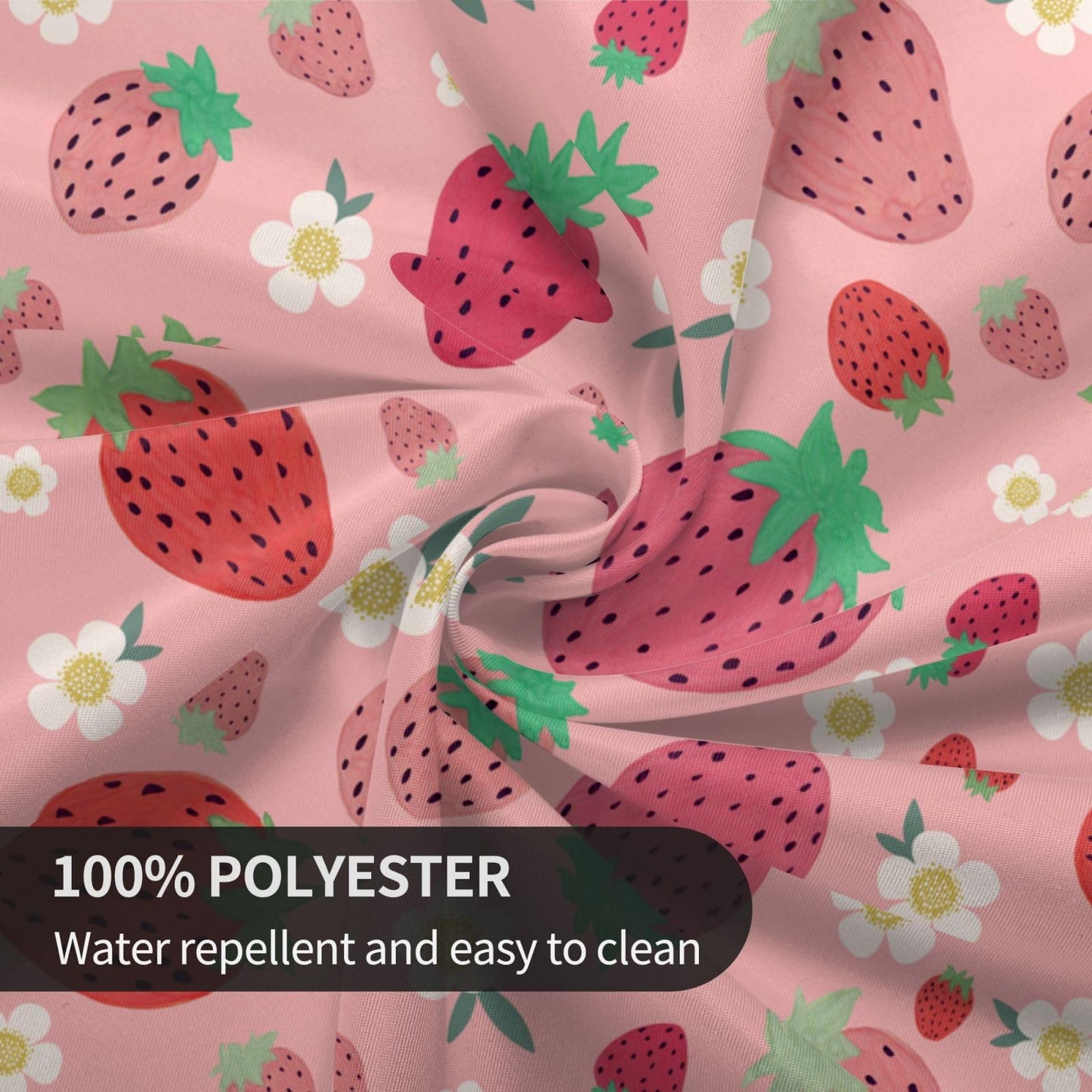mutakin Strawberry Round Tablecloth 60 Inch Washable Reusable Decoration Table Cover for Kitchen Party