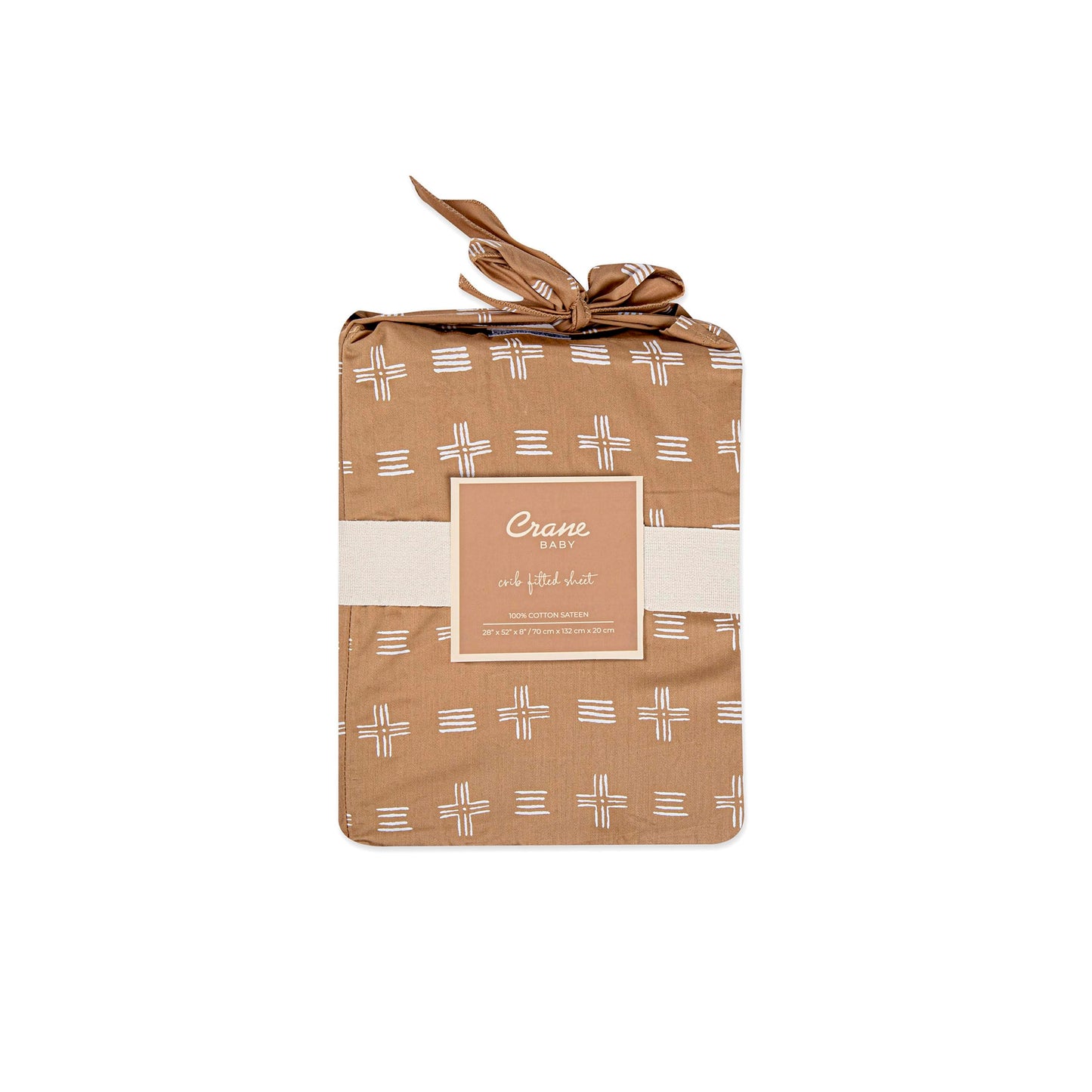 Crane Baby Crib Sheet, Copper Dash Neutral Crib Sheets & Toddler Sheets, 100% Cotton Sateen, 28" x 52", Breathable & Fitted
