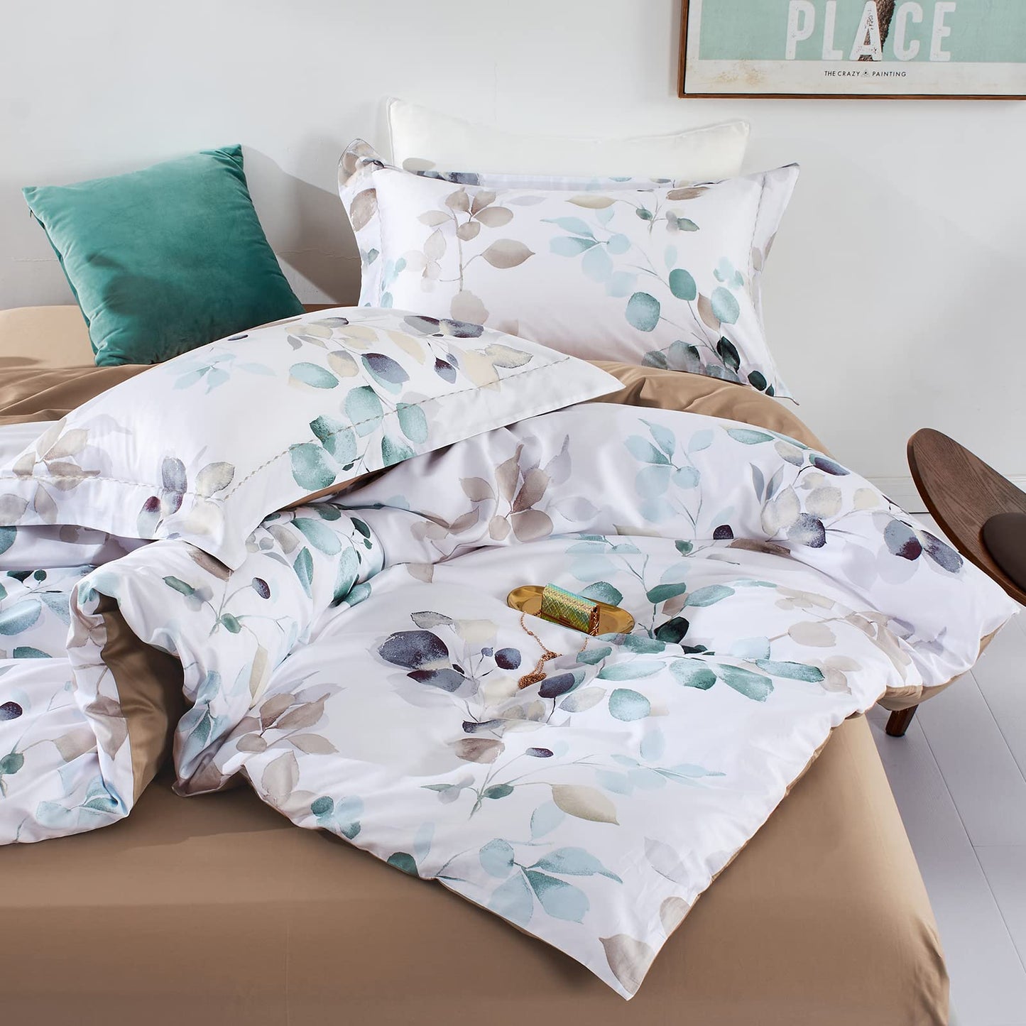 MILDLY Deep Pocket Fitted Sheet Only 100% Long Staple Cotton Brown Breathable Bottom Sheet Queen Size 60"x80" Fits Up to 14" Deep Mattress