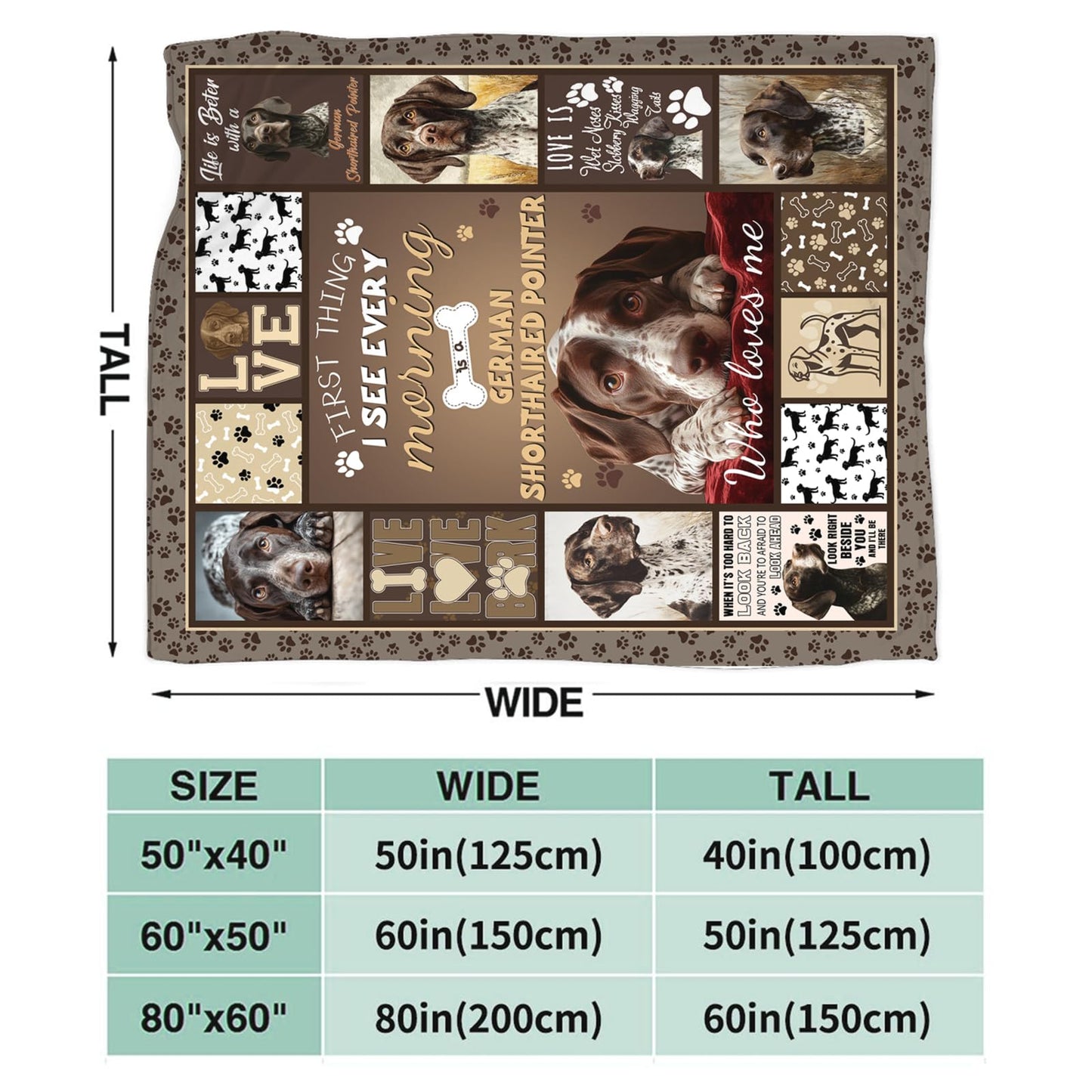 German Shorthaired Pointer Blanket Cozy Plush Dog Lovers Gifts Throw Blankets Animal Fuzzy Flannel Fleece for Girls Boys Women Men 50"X40"