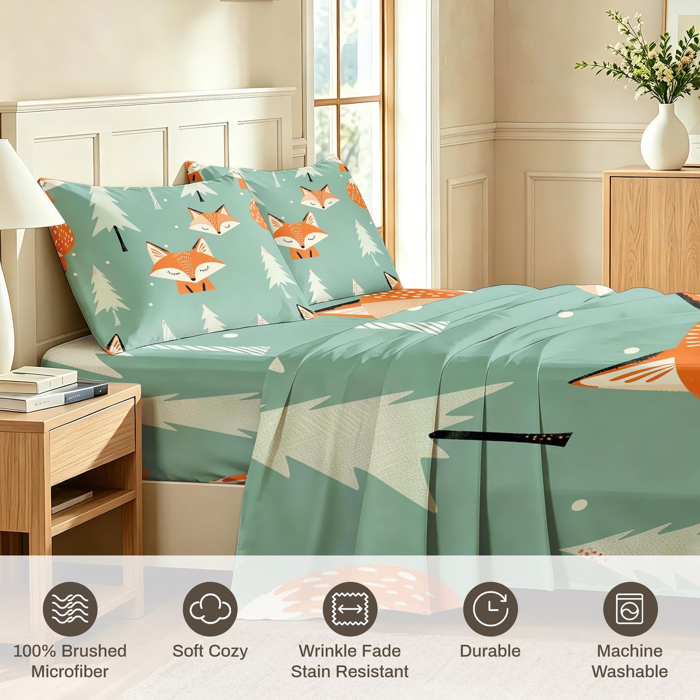 Fox Twin Bedding Set Woodland Animal Sheet Sets