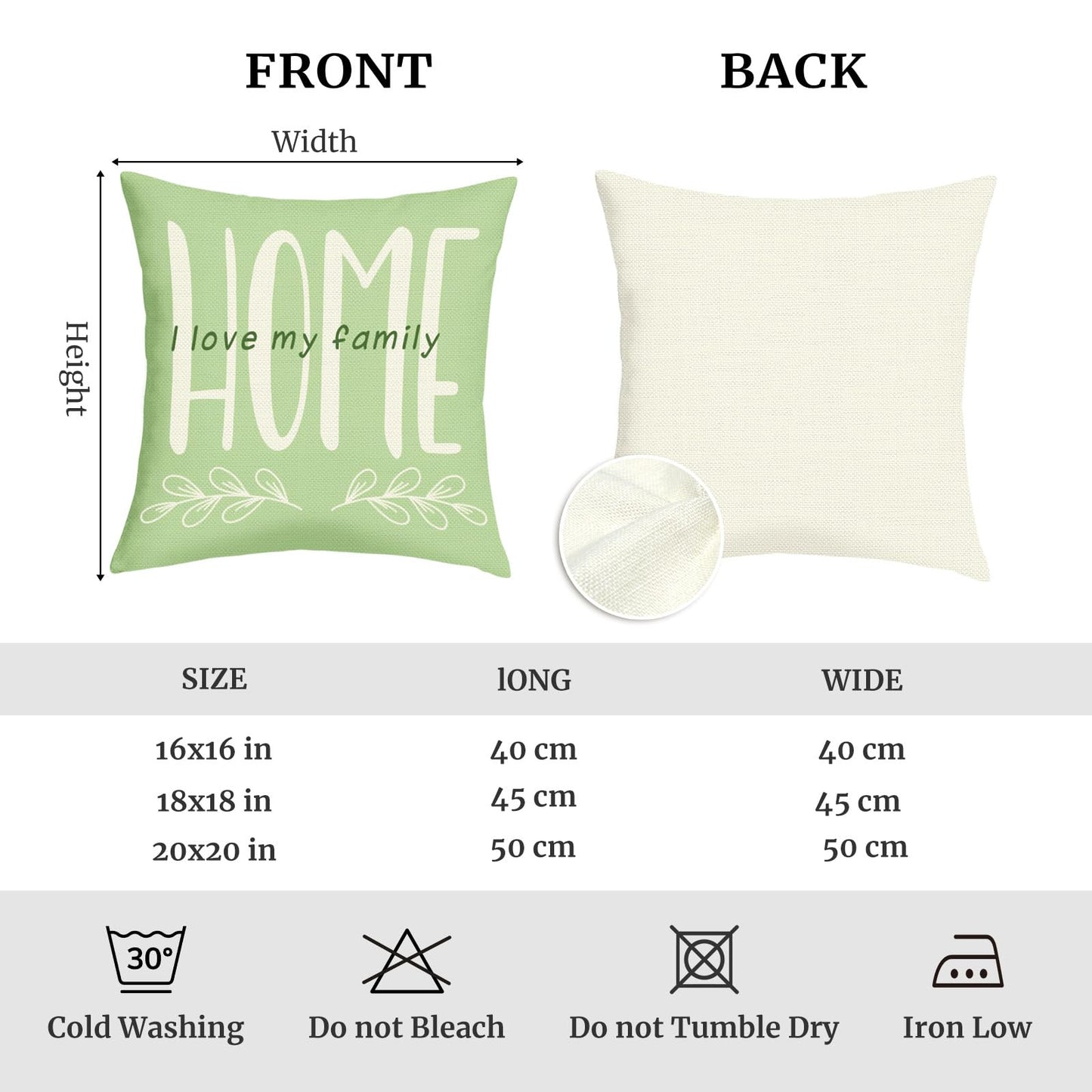 Joymaison Green Farmhouse Throw Pillow Covers 18x18 Inch Set of 4 Green Plants Leaves Cushion Covers Home Decor for Couch Cushion Cases