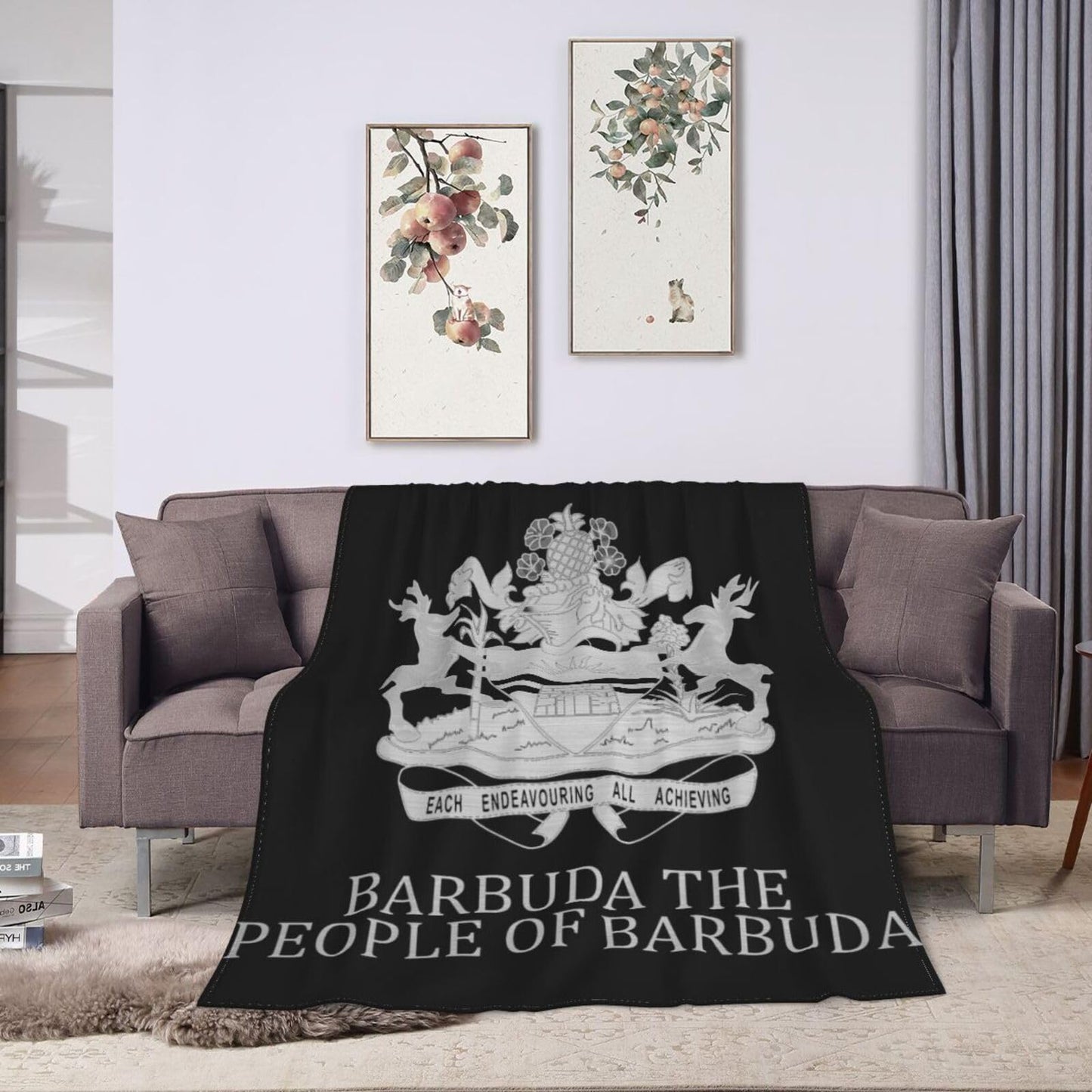 Barbuda Flag Logo Blanket Throw Blanket for Couch Sofa Plush Fleece Bed Blankets Lightweight Comfy Flannel Ultra-Soft Warm Blankets for Home Camping Travel Gift 80"X60"