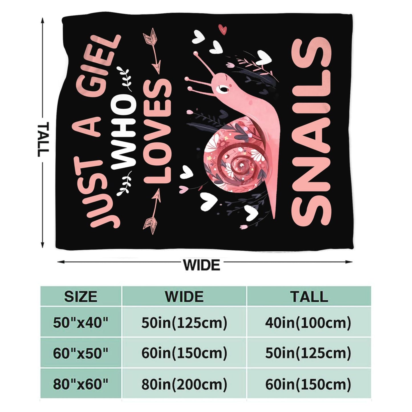 Baegopa Snails Blanket Gifts for Girls Women Snail Stuff Throw Blankets Cozy Plush Fleece Flannel Fuzzy for Bed Decor 50"X40"