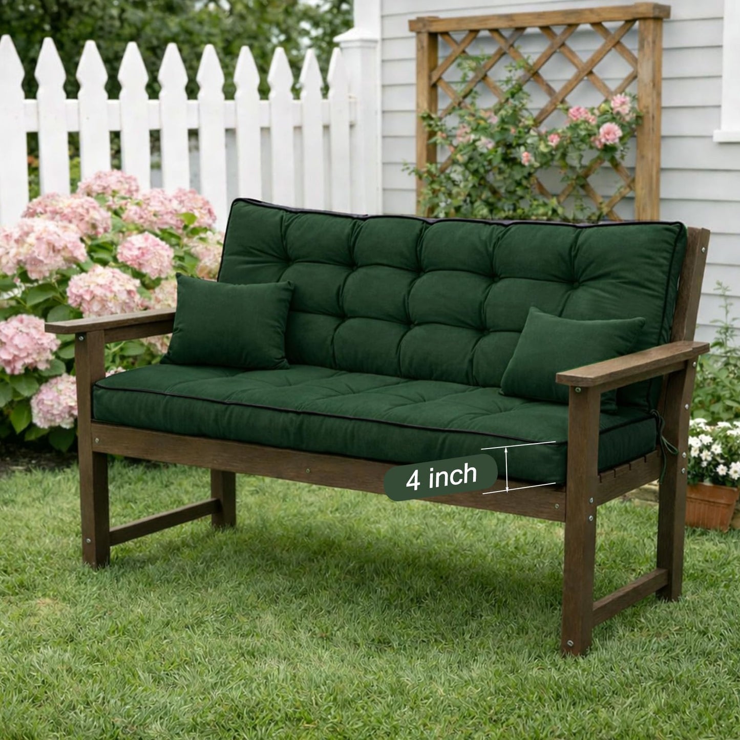Kerkrot Porch Swing Cushions, Waterproof & Fade Resistant Outdoor Swing Cushion 55 Inch, Swing Cushions 3 Seater Replacement for Outdoor Furniture, Patio, Garden (Green, 55 x 40 inch)