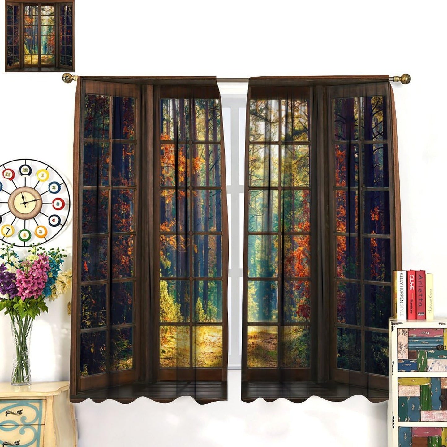 Sunlit Forest Curtains Tropical Woodland Foliage Window Treatments Blackout Curtains for Bedrooms, Living Rooms and Kitchens42X45 Inch