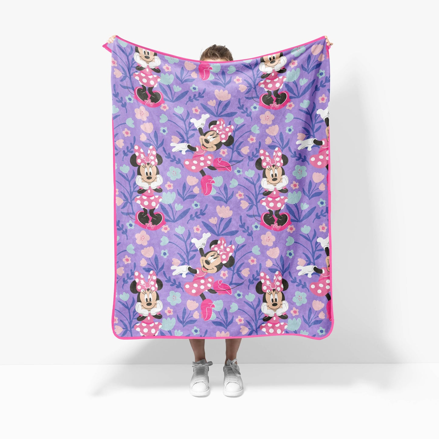 Jay Franco Kids Plush Throw Blanket – Soft & Cozy Fleece Throw for Bedroom & Couch Décor, Official Licensed Product, Purple - Minnie Mouse, 40x50 - Travel Blanket