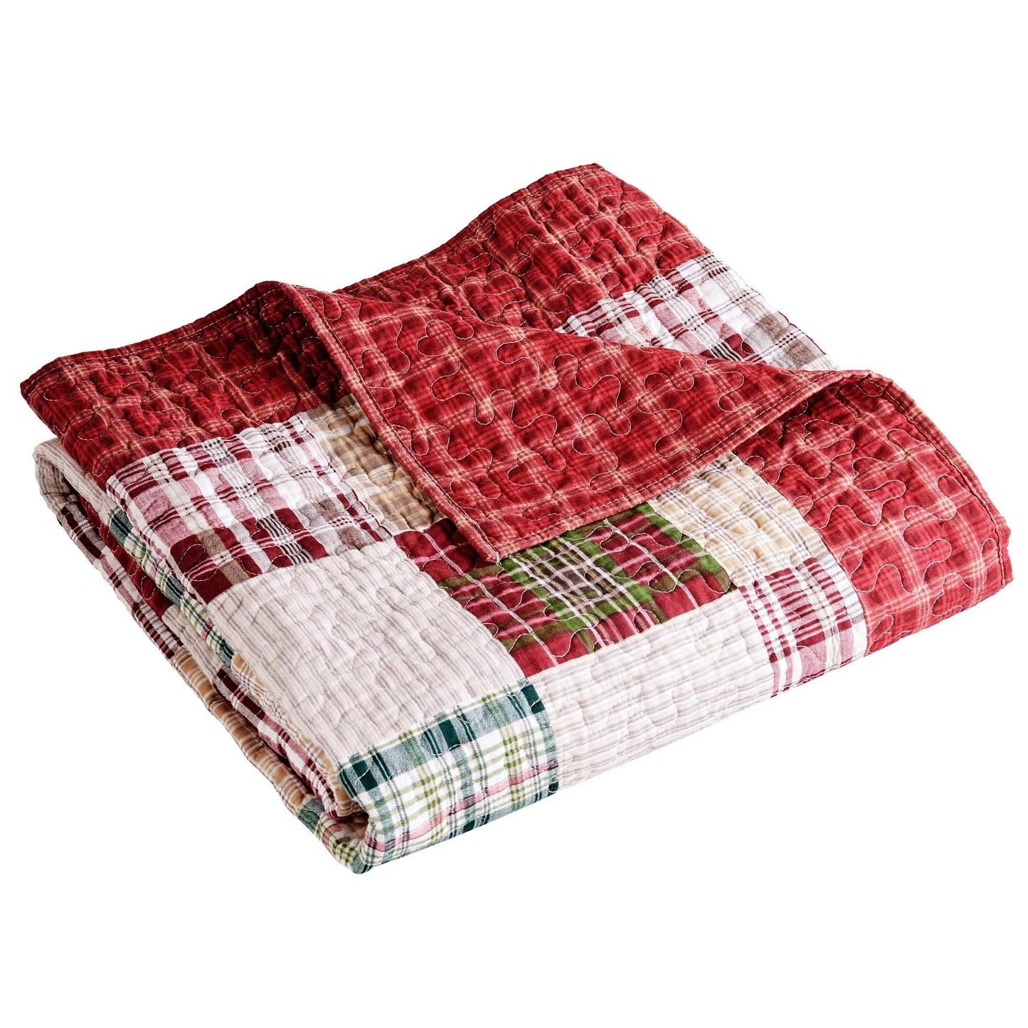 Greenland Home Oxford 100% Cotton Throw Blanket, Red