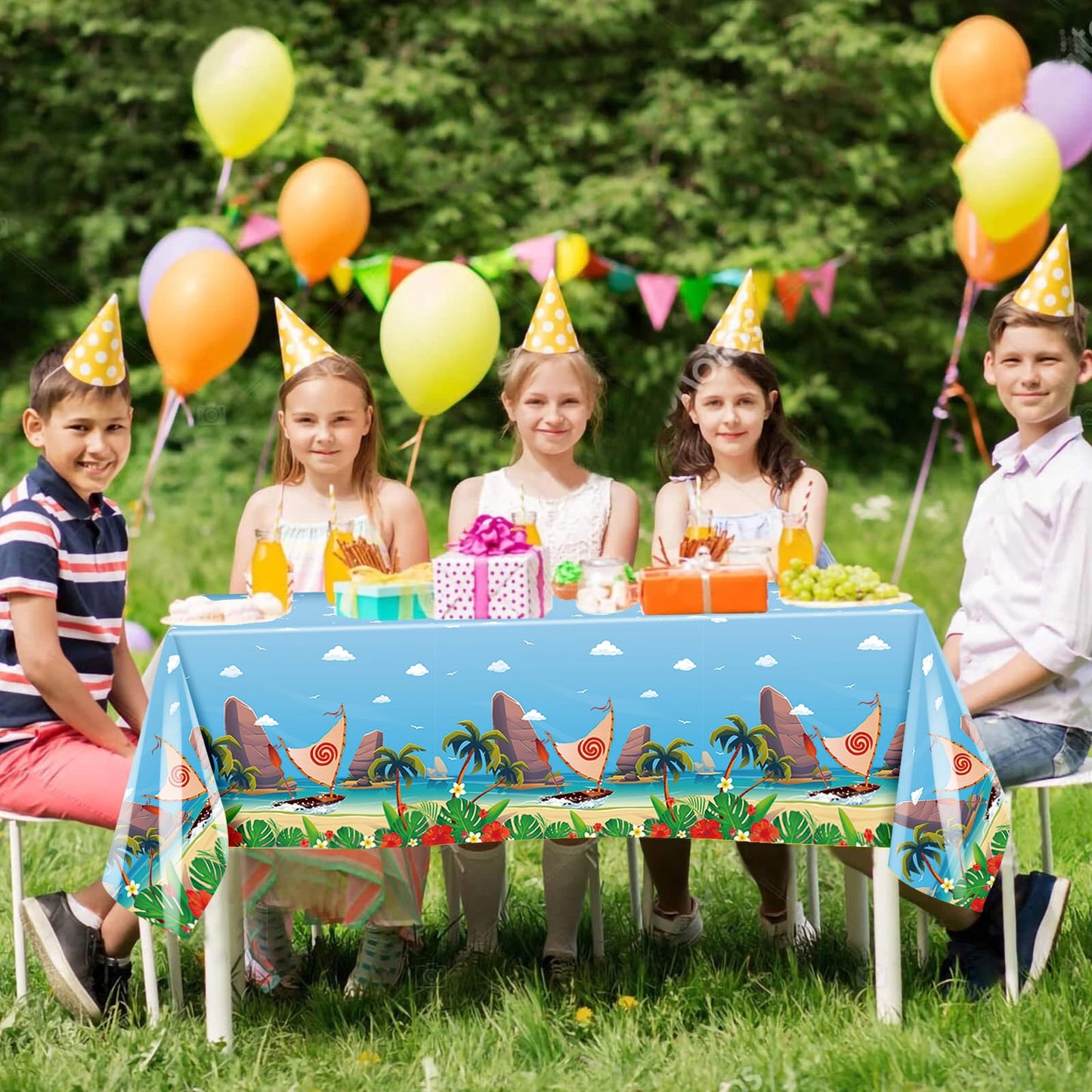 GANKTOWCOY 3 Pack Cartoon Party Tablecloths Plastic Disposable Rectangular Tablecloths Ocean Girl Birthday Decorations for Ocean Girl Party Dining Decoration Supplies