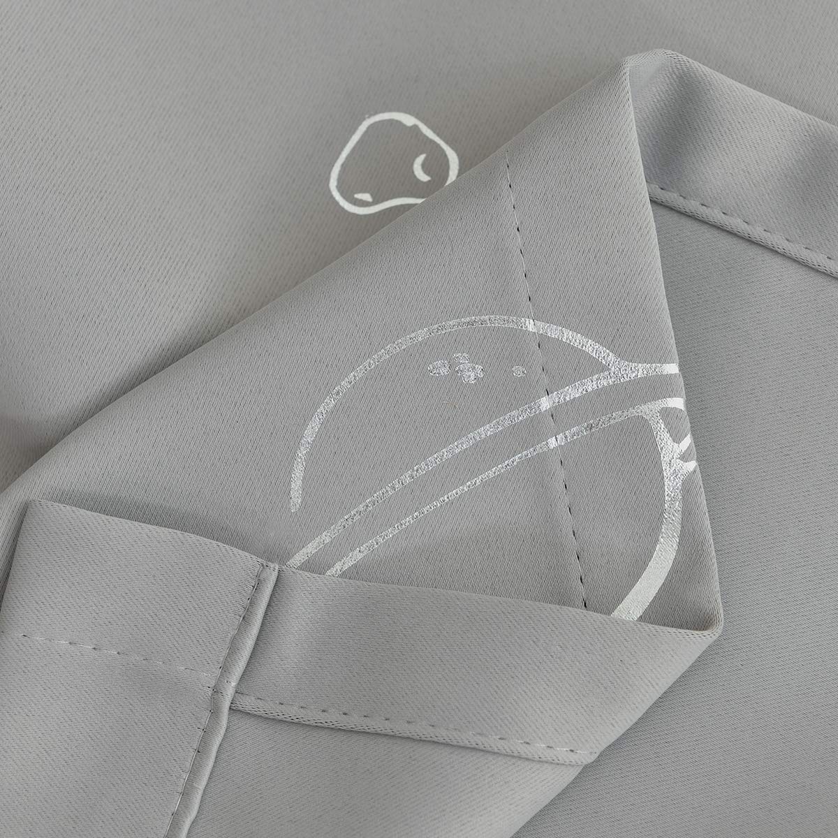 Vangao Grey Kids Curtains for Boys Bedroom Space Theme Blackout Curtains for Kids Nursery Girls Room 84 Inches Length Silver Foil Print Drapes Grommet Top Window Treatments Set 2 Panels