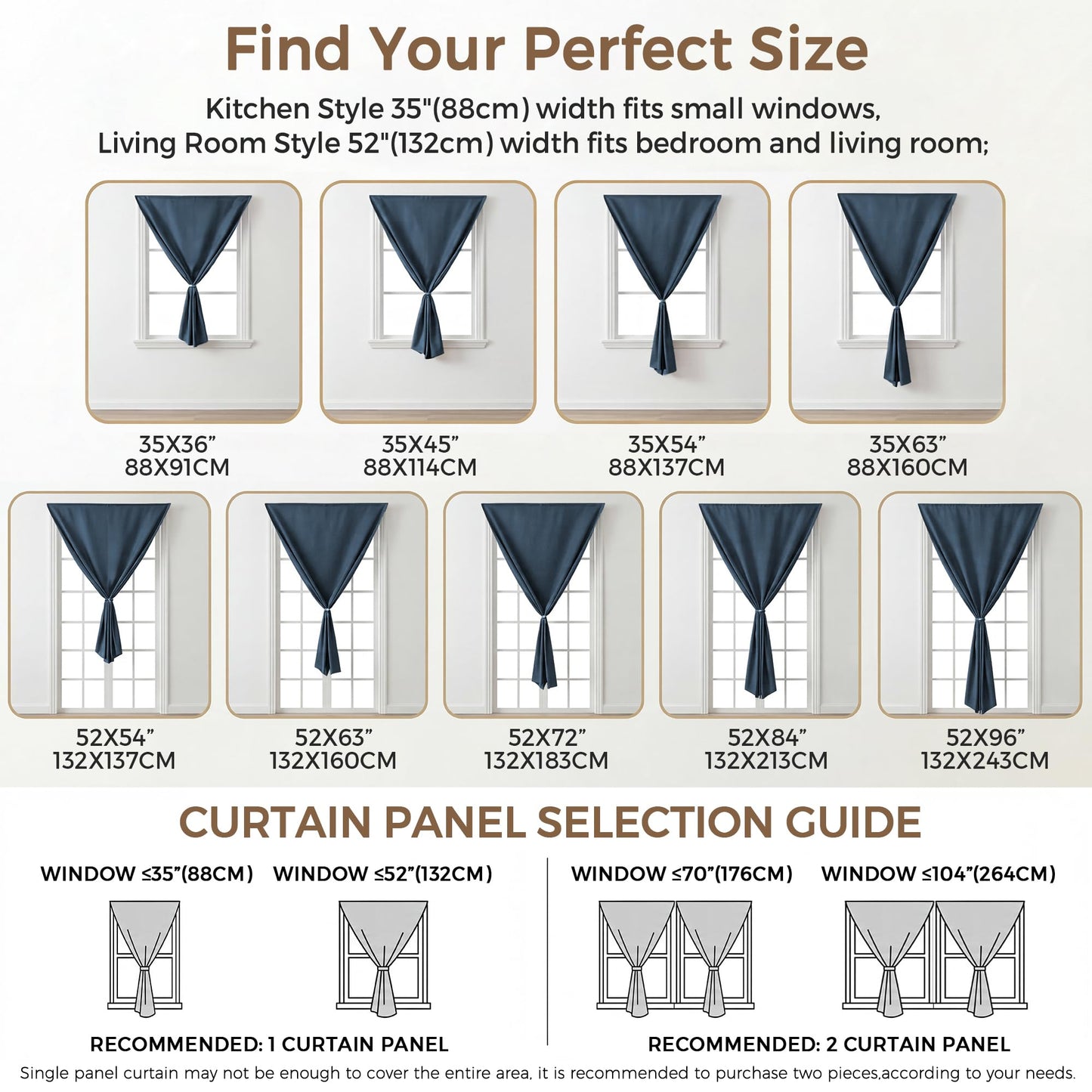 Foxdecor Blackout Curtains No Drill Hook and Loop Single Panel for Window