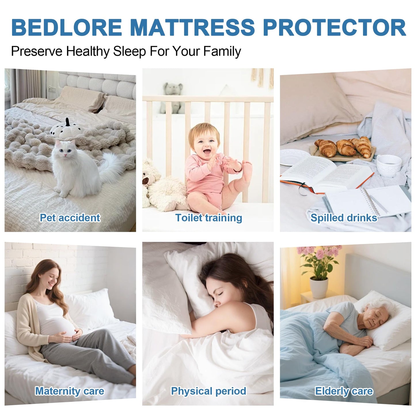 GUHER Waterproof Mattress Protector Twin XL Size,Breathable Bed Cover 3D Air Fabric Mattress Pad Cover,Noiseless&Ultra-Soft Washable Bed Cover with 6"-14" Deep Pocket (Gray)