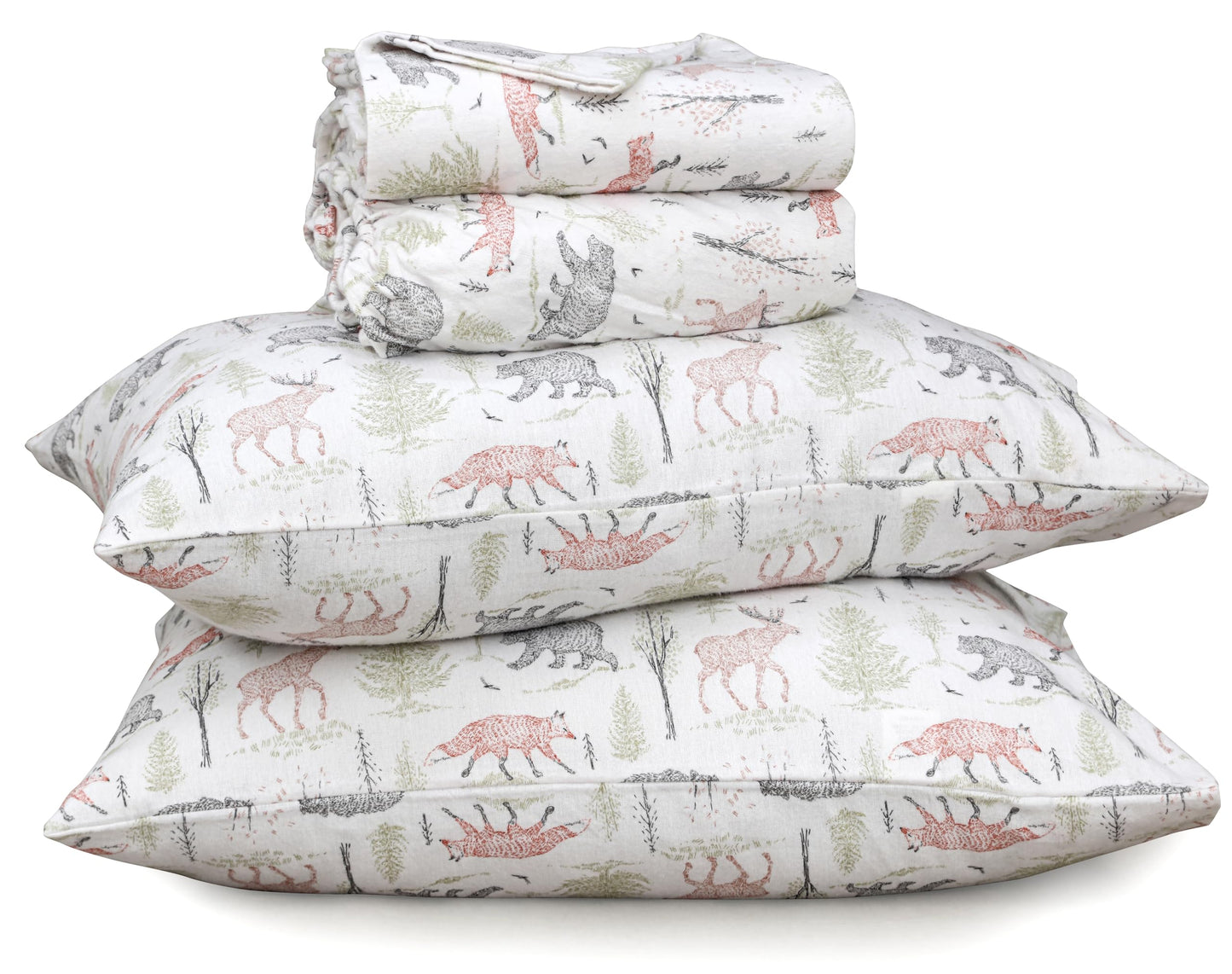 RUVANTI Flannel Sheets Queen Size - 100% Cotton Double Brushed Bed Sheets, Deep Pockets 16 Inches Queen Sheet Set, All Seasons Breathable & Extra Soft - Warm & Cozy, 4 Piece, Wildwood Tapestry