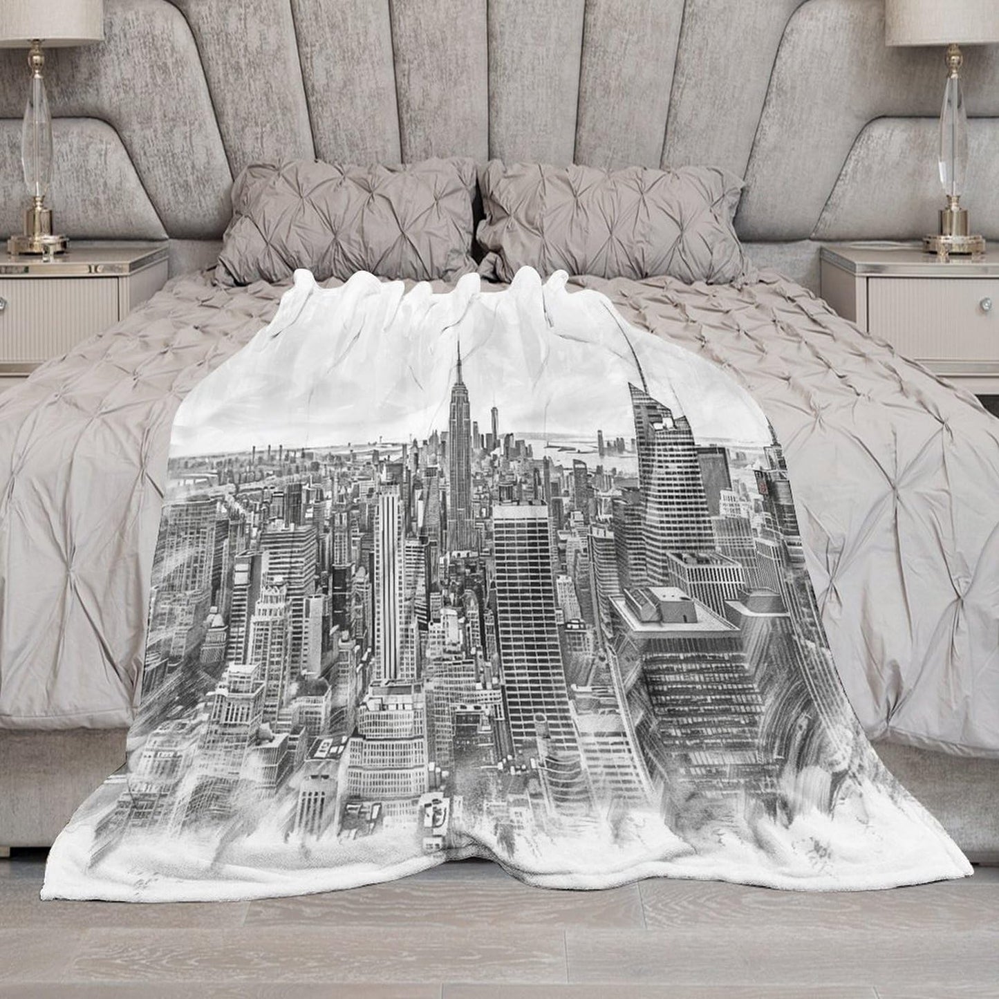 City Throw Blanket,New York Skyscraper Pattern Soft Cozy Warm Flannel Blankets for Sofa Couch Bed Gifts for Lover Kids Boys Grils Women Adults 30x40 Inch