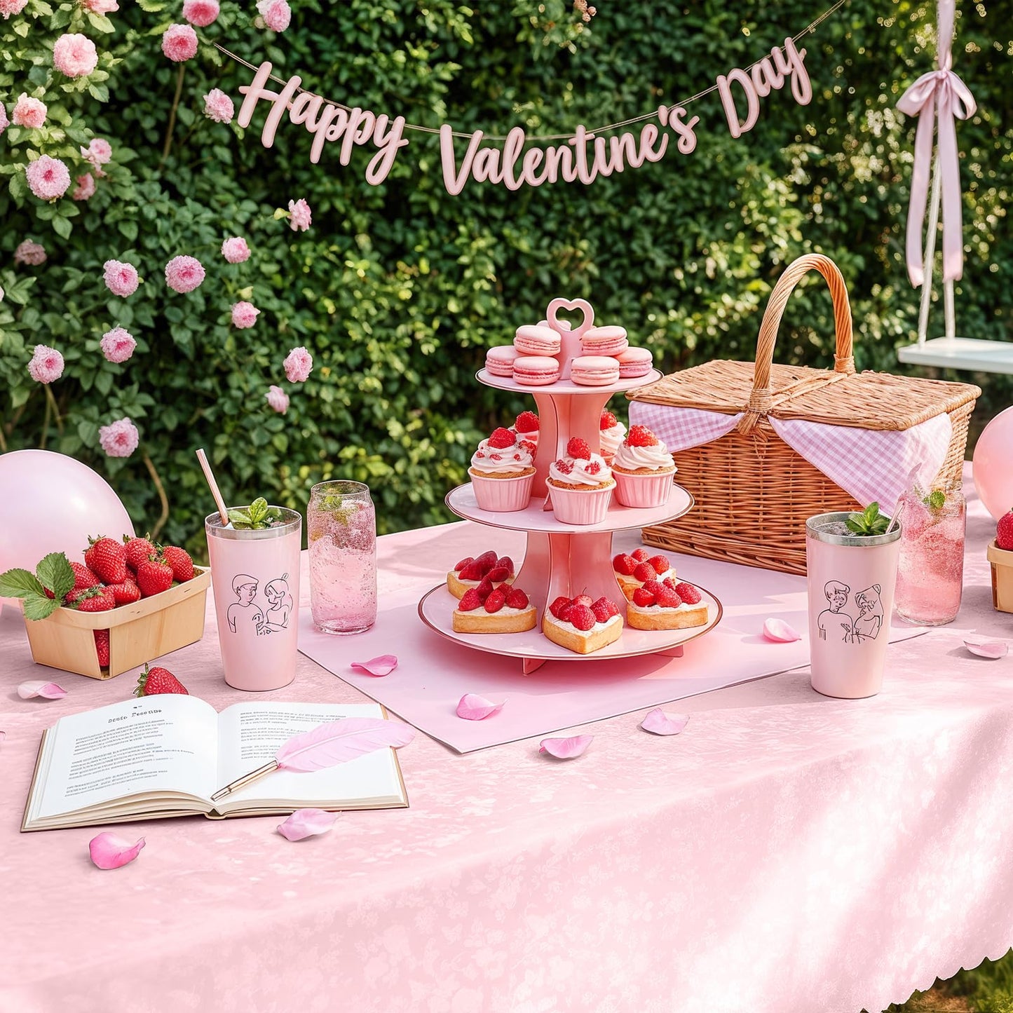 Smiry Square Table Cloth, Waterproof Heavy Duty Vinyl Tablecloths, Wipeable Washable Table Cover for Kitchen and Dining Room (Pink, 70" X 90")